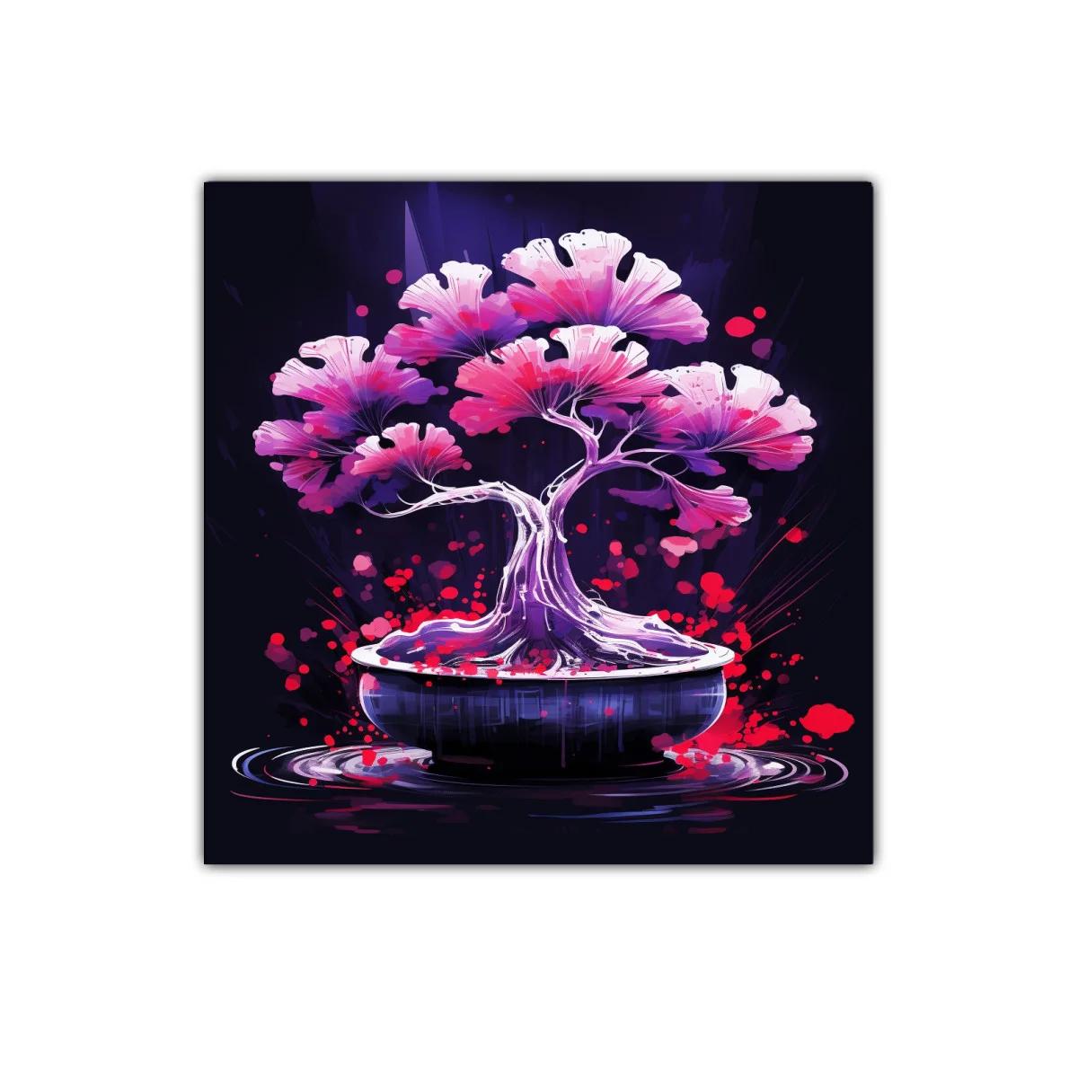 Árbol de bonsái con flores en tonos fucsia y morado — miniatura 1