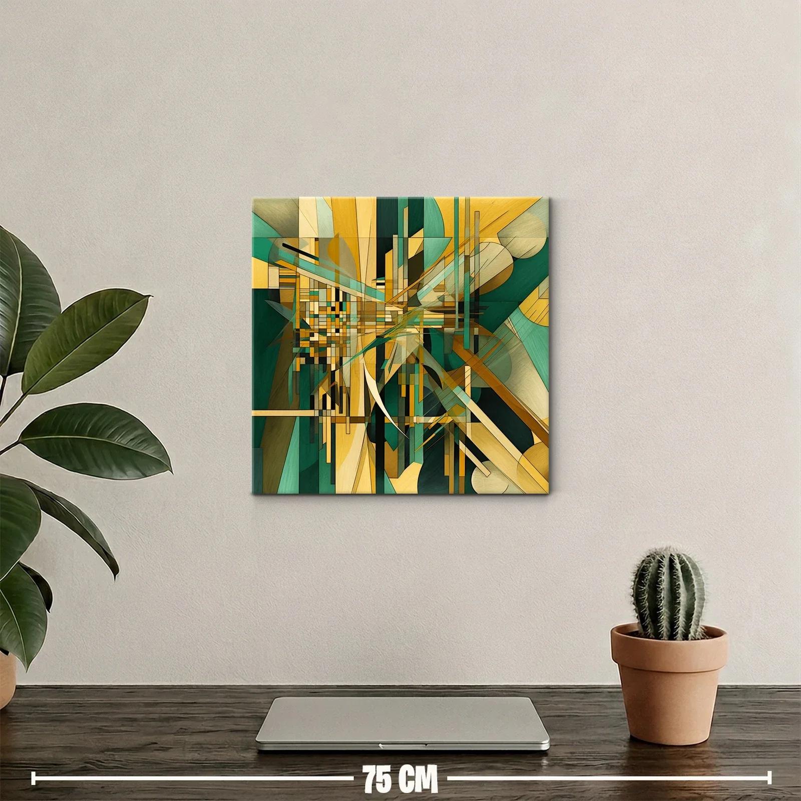 Composición abstracta en tonos verdes y dorados vibrantes — miniatura 2