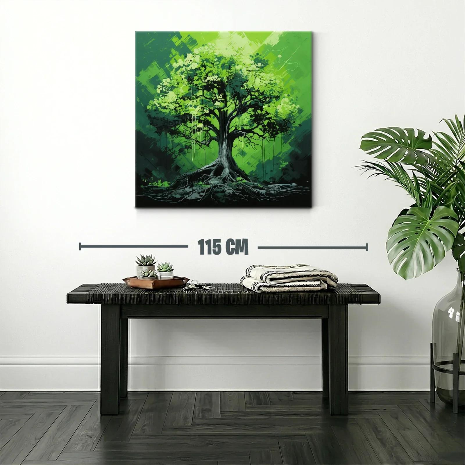 Cuadro árbol verde con raíces y copa frondosa — miniatura 2