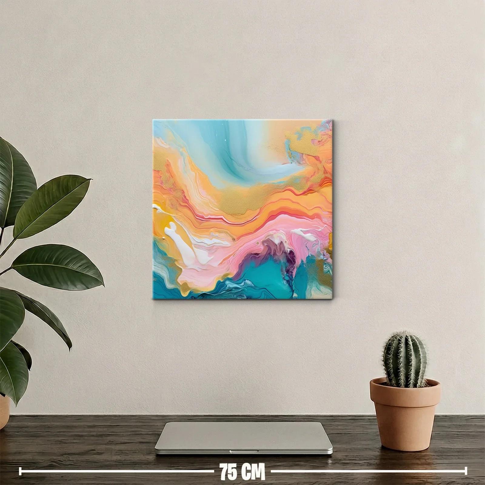 Cuadro abstracto fluido con tonos cálidos y vibrantes — miniatura 2