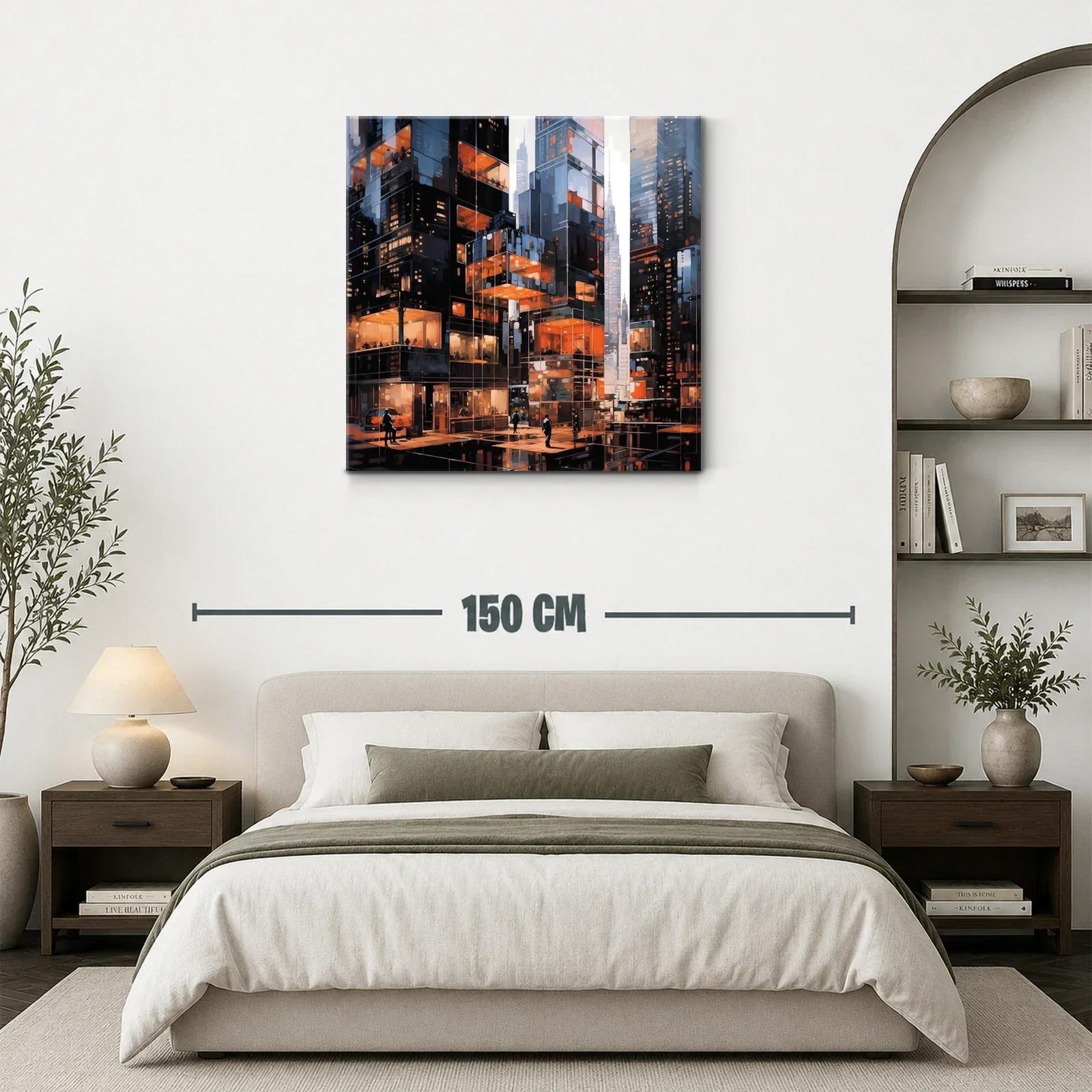 Ciudad iluminada con arquitectura moderna y reflejos urbanos — miniatura 3