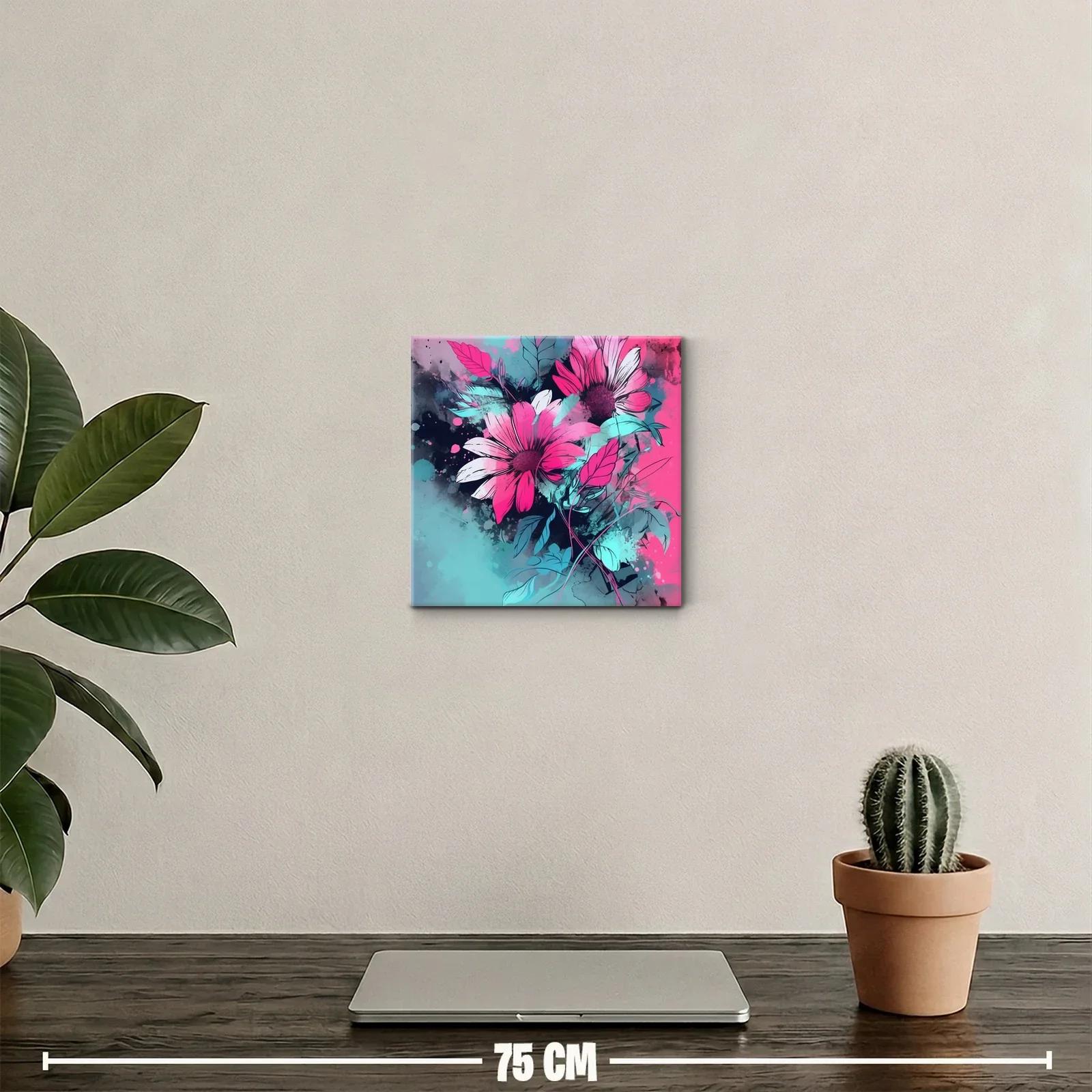 Flores vibrantes en tonos fucsia y azul turquesa — miniatura 2