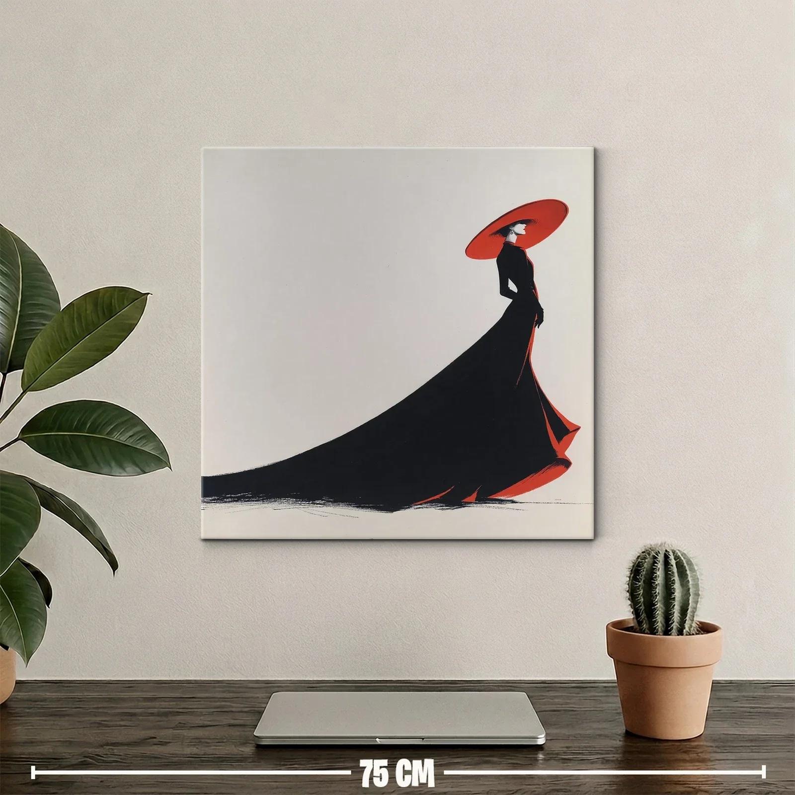 Elegancia y sofisticación en figura femenina con gran sombrero rojo — miniatura 2