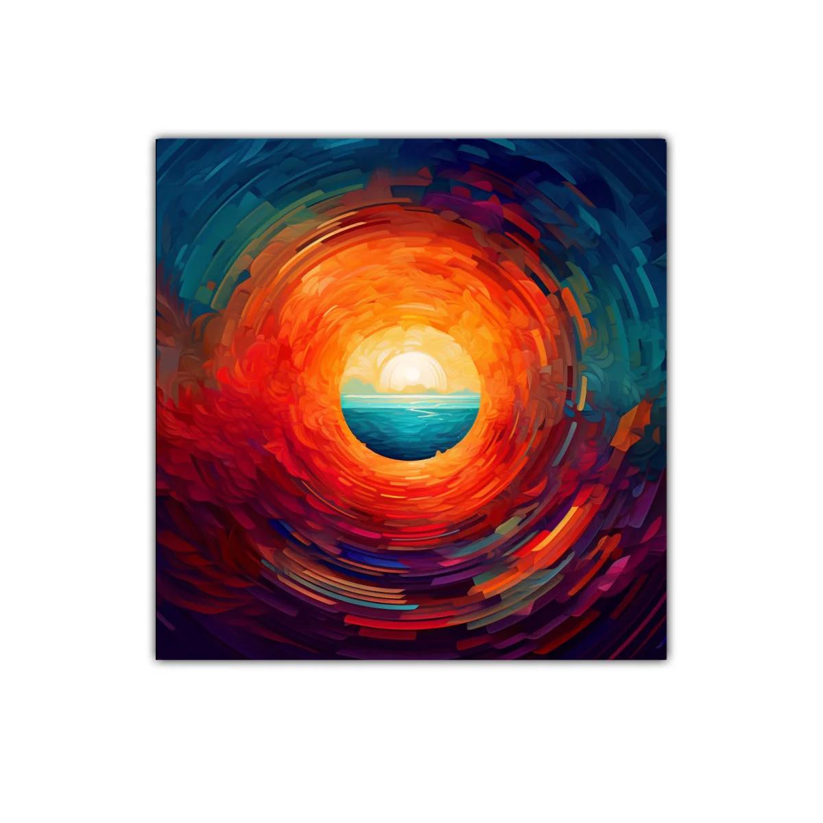 Círculo de fuego con horizonte y mar en tonos vibrantes — miniatura 1