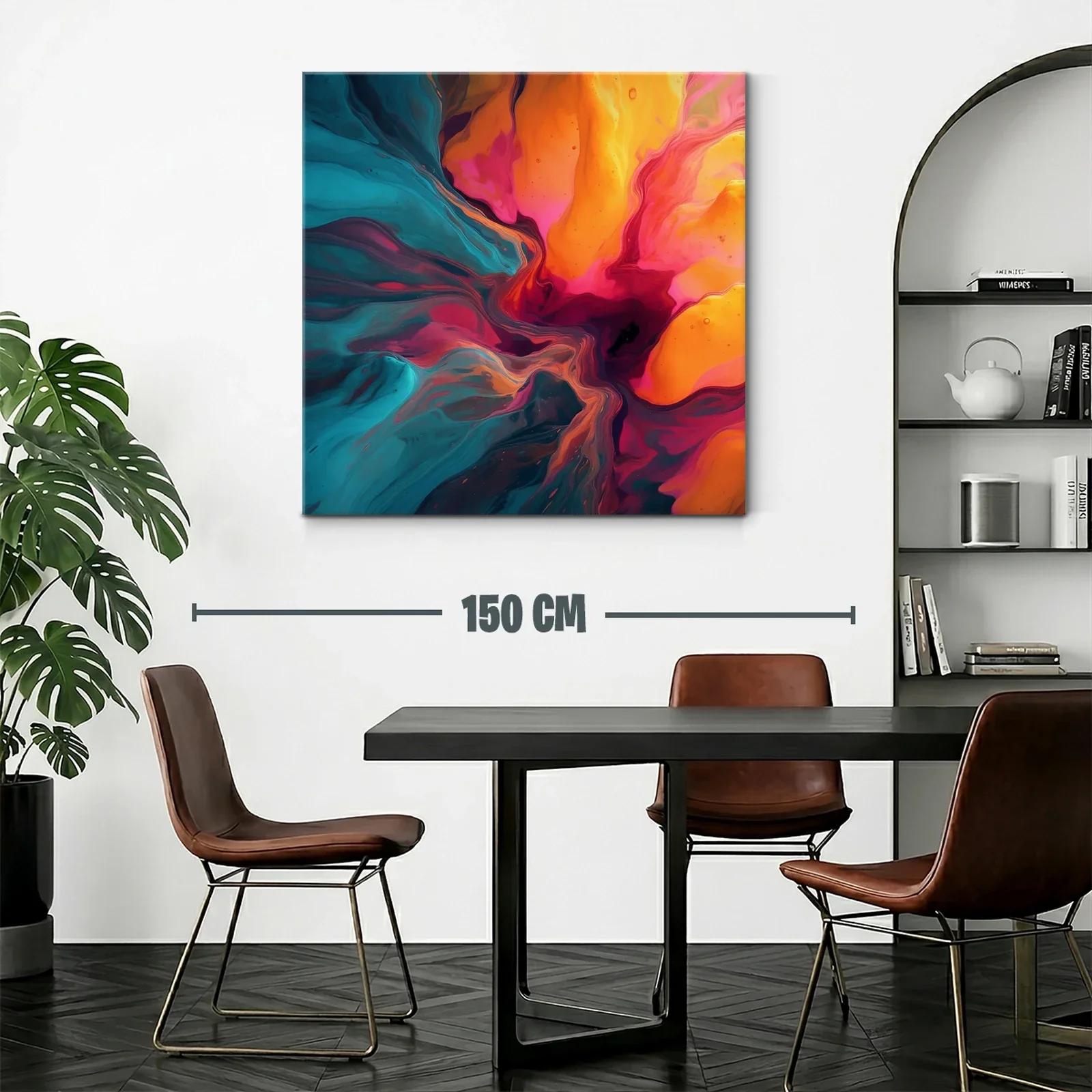 Cuadro abstracto con vibrantes tonos cálidos y fríos — miniatura 2