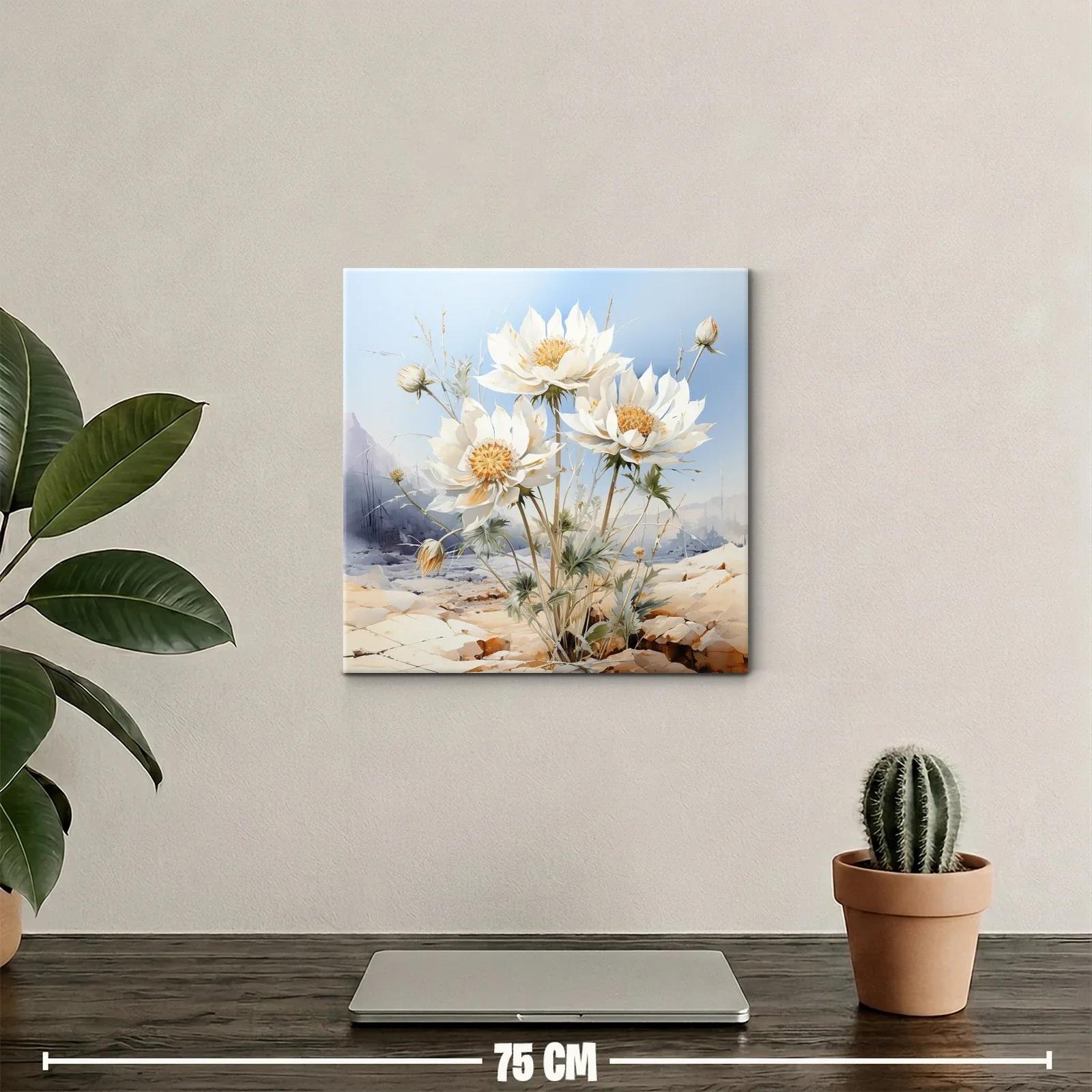 Flores blancas destacando en paisaje árido y sereno — miniatura 2