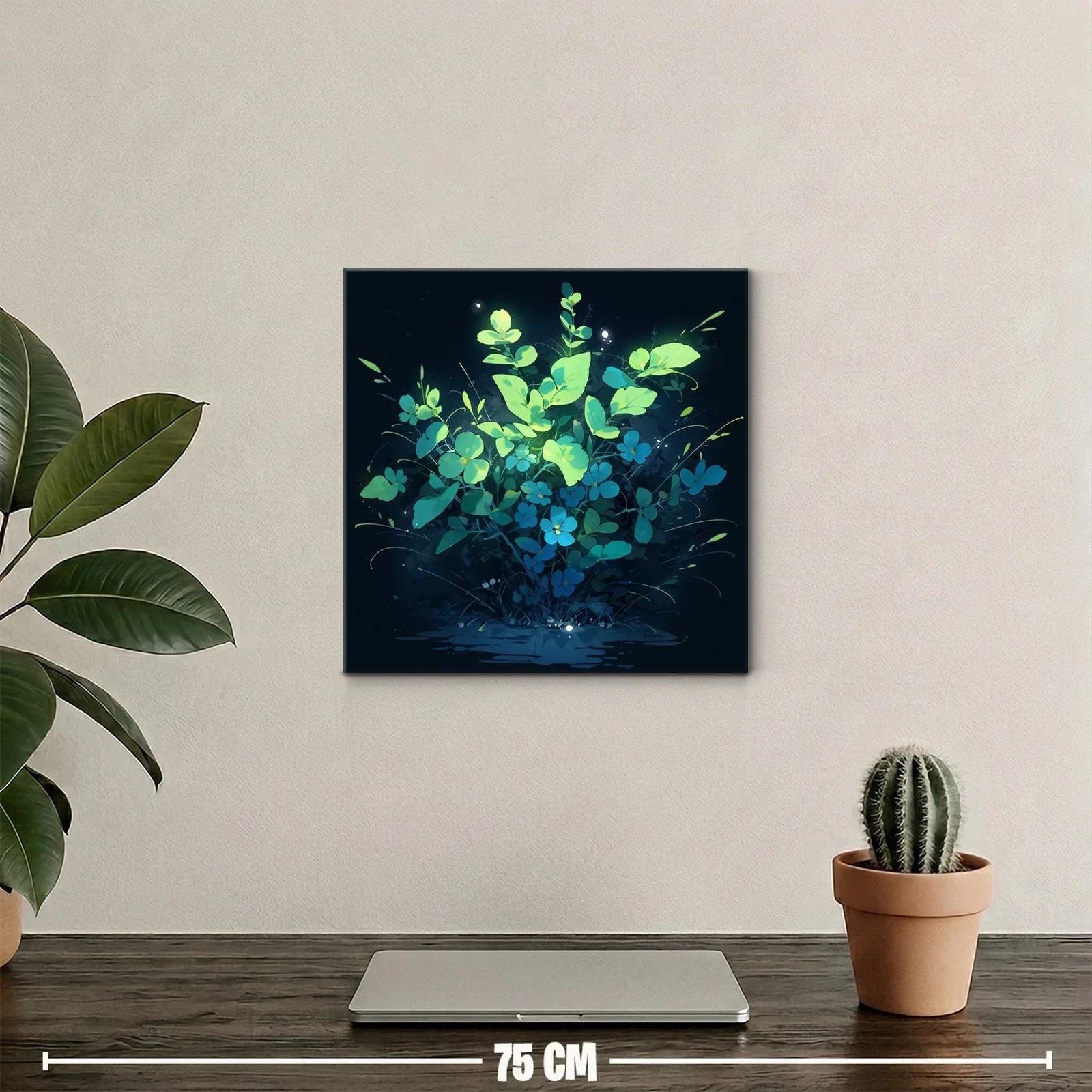 Ramo luminoso de flores y hojas verdes sobre fondo oscuro — miniatura 2