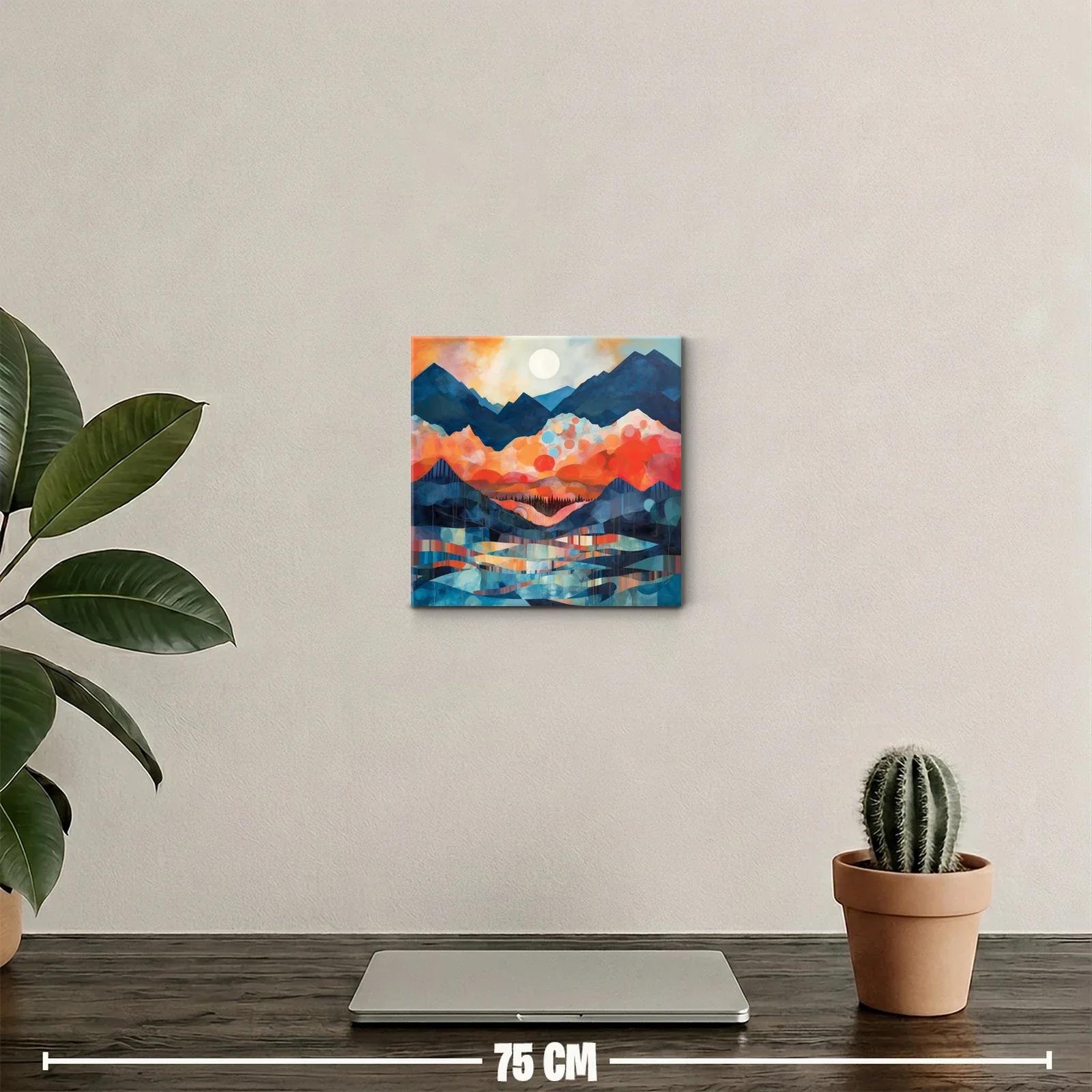 Paisaje de montañas vibrantes con luna llena — miniatura 2