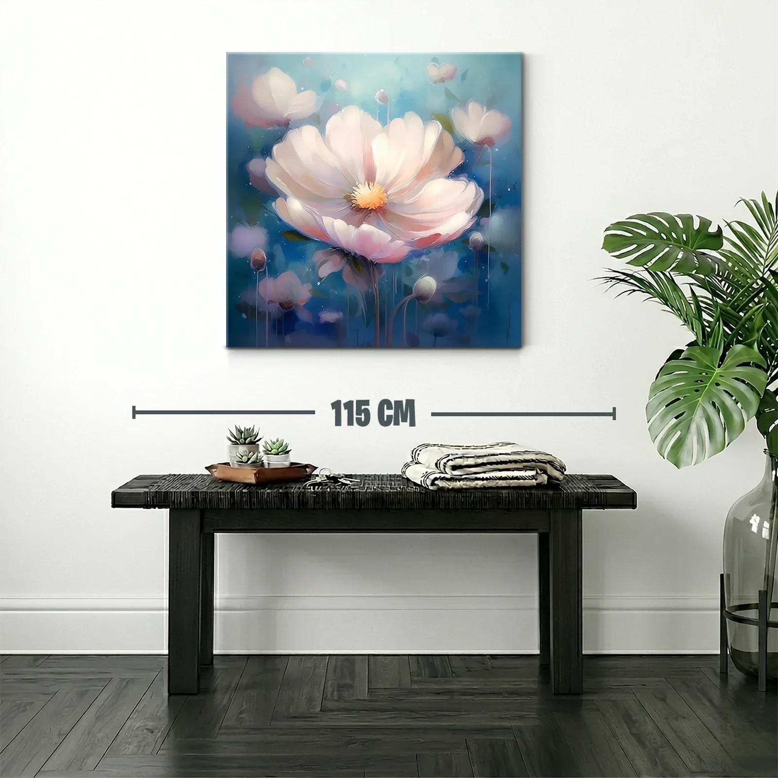 Cuadro floral etéreo con tonos suaves y azules — miniatura 2