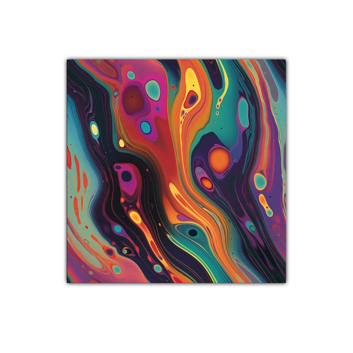 Cuadro abstracto con vibrantes formas onduladas multicolor — miniatura 1