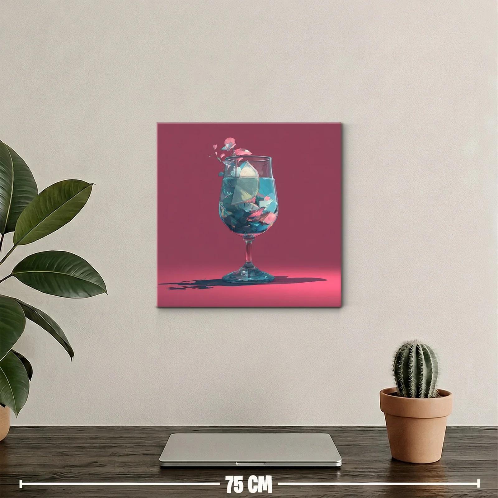Vaso con flores y limón en fondo rosa intenso — miniatura 2