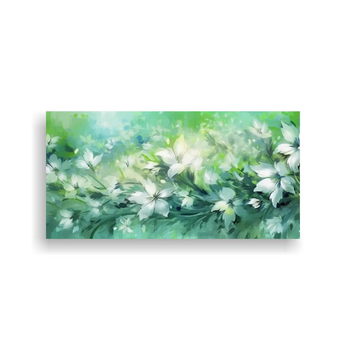 Cuadro flores blancas con fondo verde suave — imagen principal