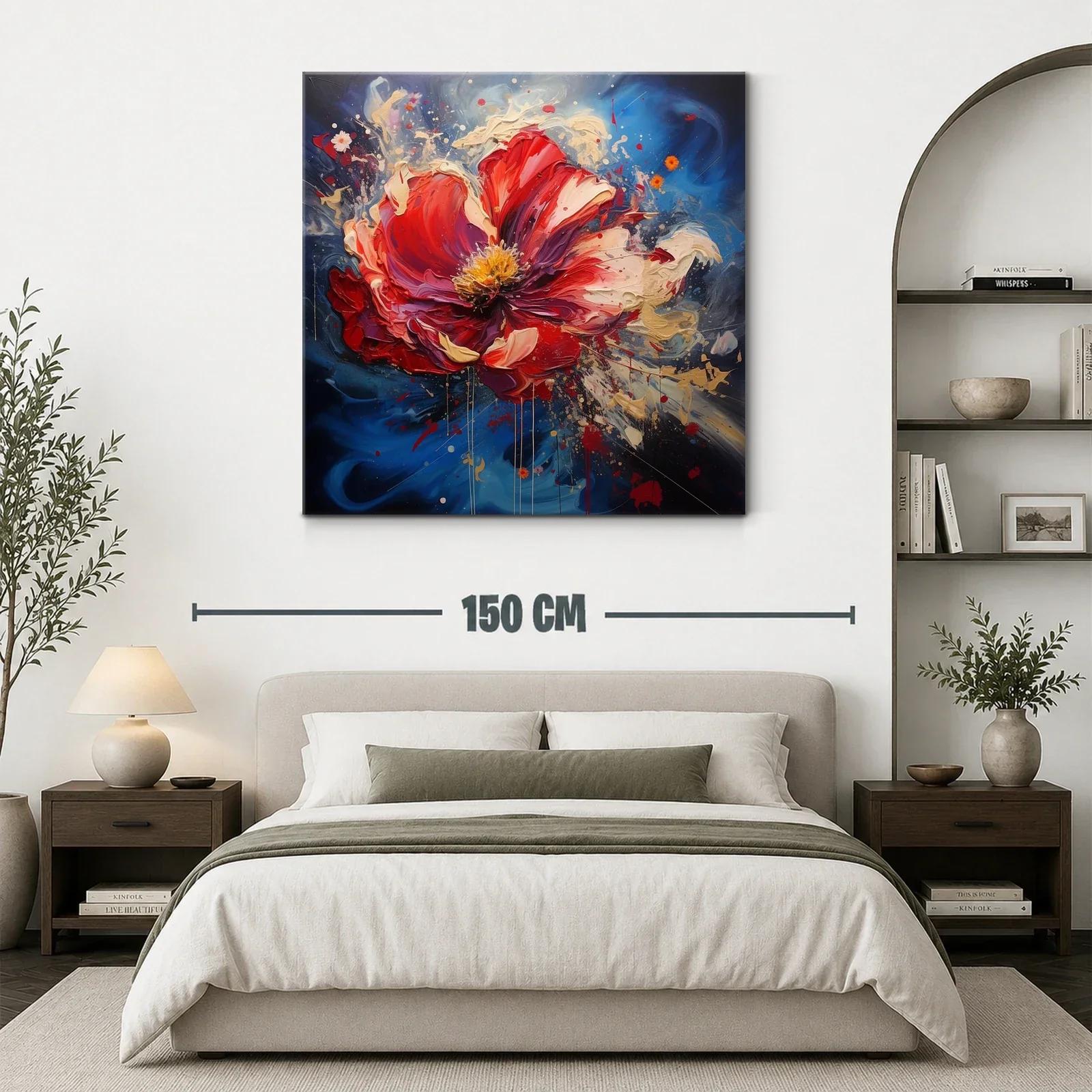 Explosión de flor roja con vibrantes trazos dinámicos — miniatura 3