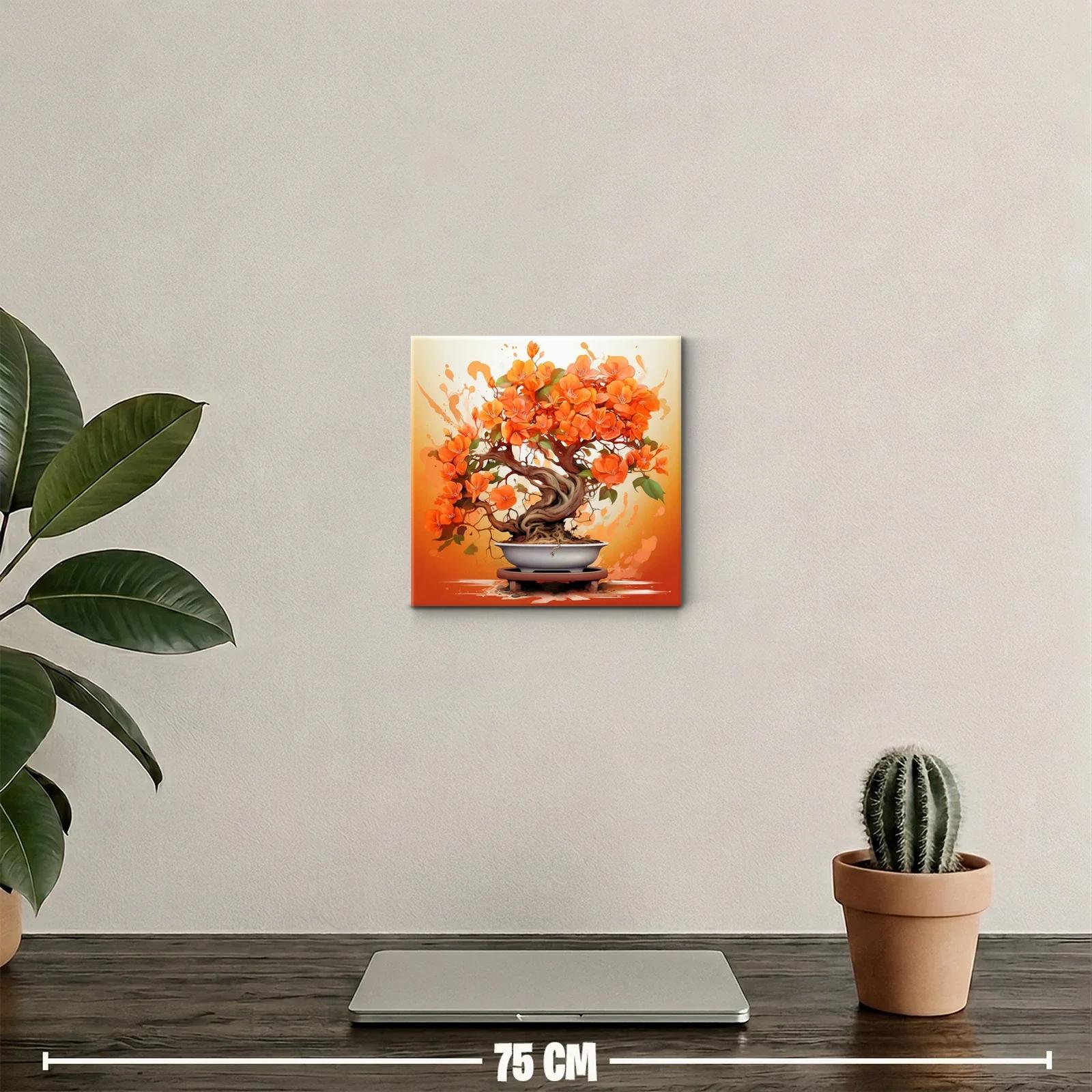 Bonsái en flor con vibrantes tonos naranja y forma elegante — miniatura 2