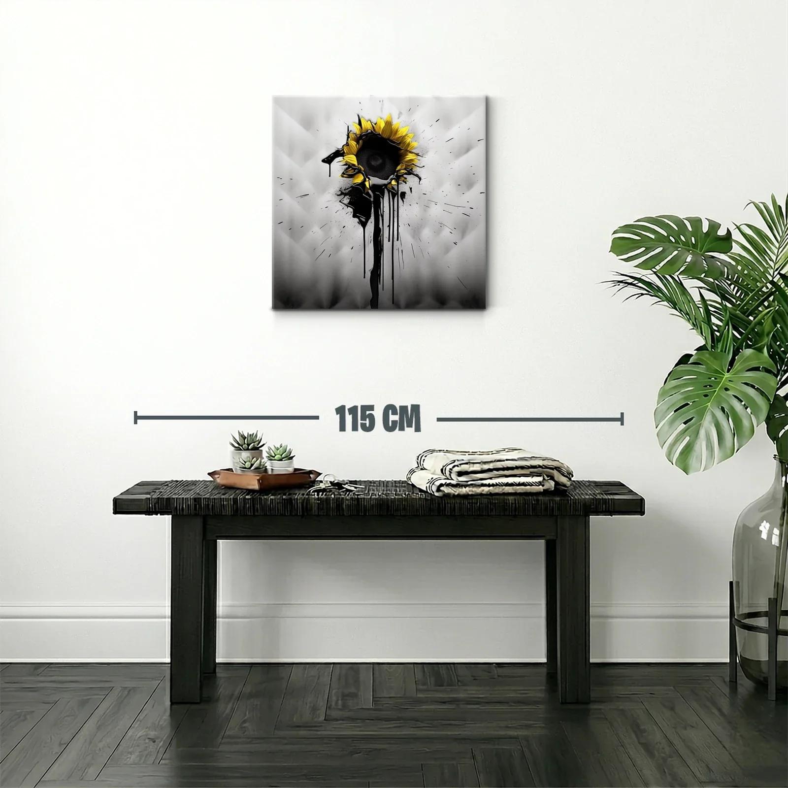 Girasol moderno con toque de tinta negra expresiva — miniatura 2