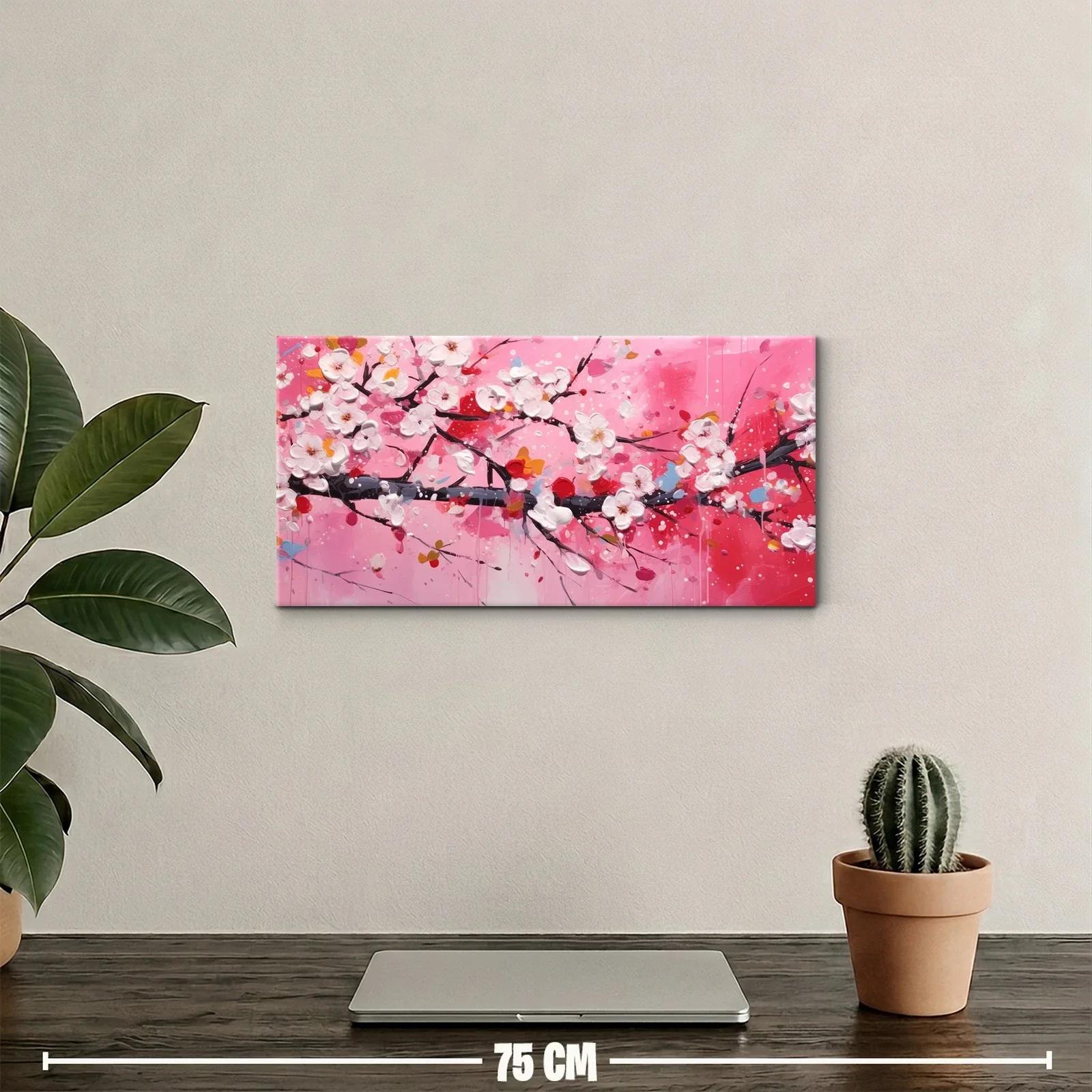 Cuadro rama de flores de cerezo con centros amarillos — miniatura 2