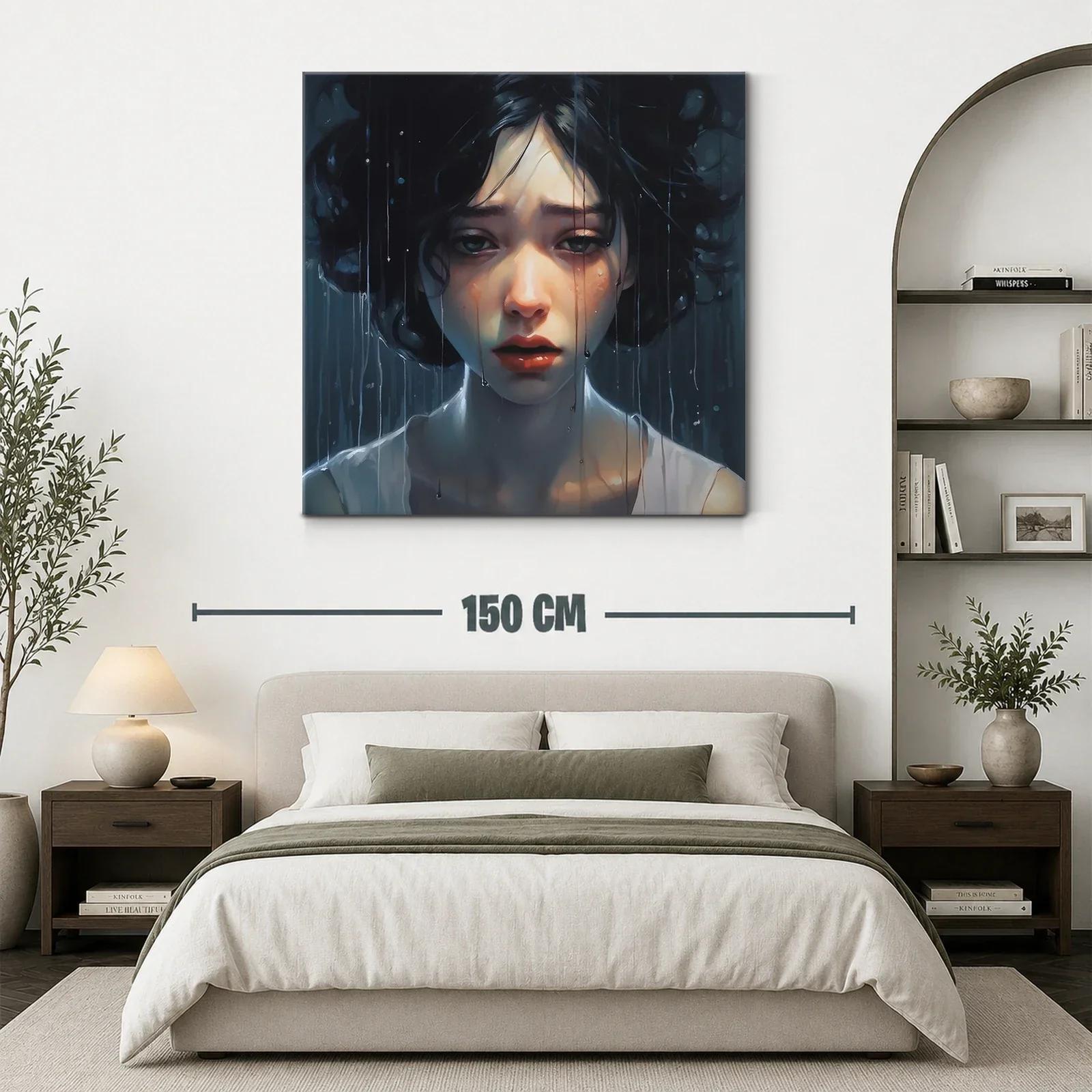 Melancolía en mirada femenina con toque de lluvia — miniatura 3