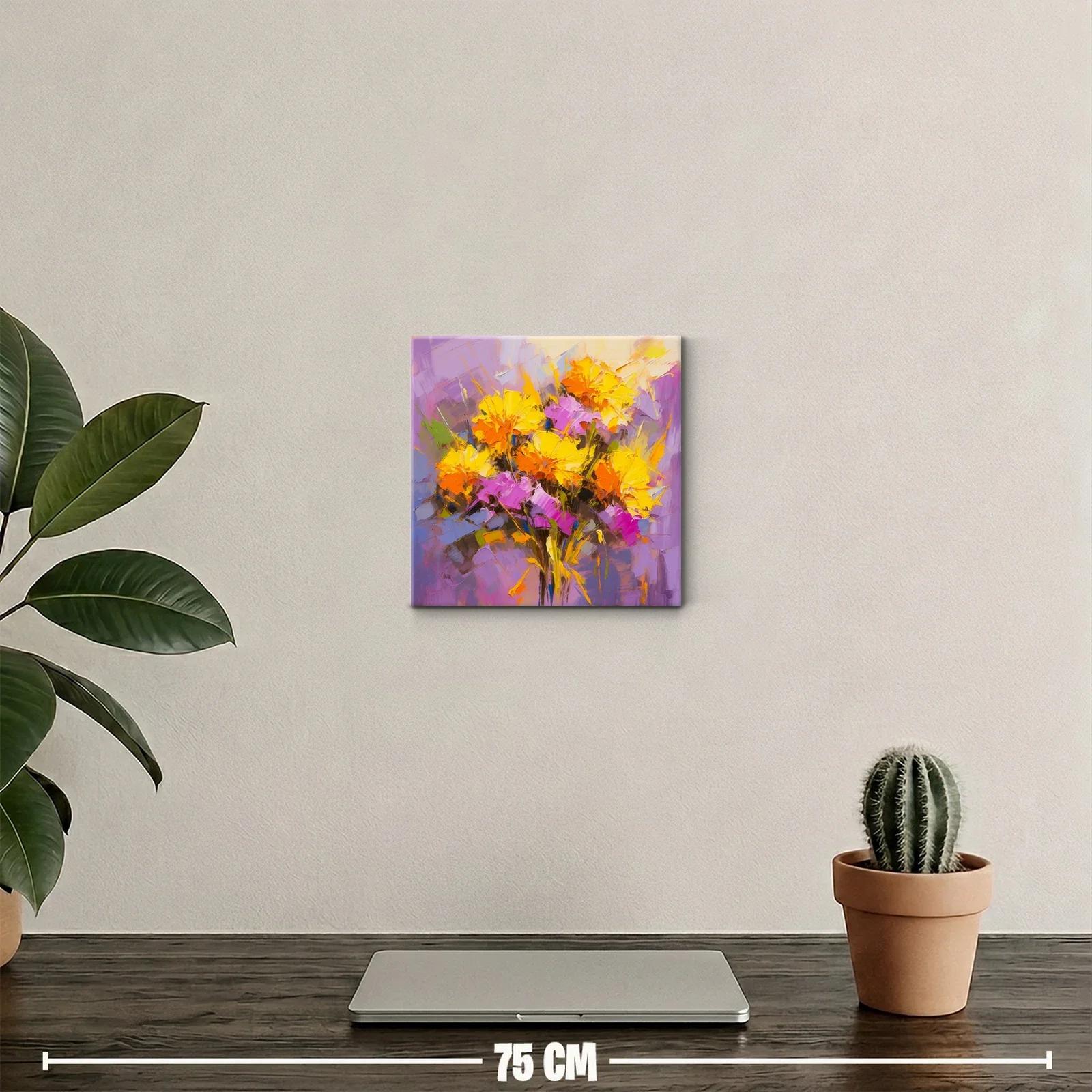 Ramo vibrante de flores en tonos amarillos y morados — miniatura 2