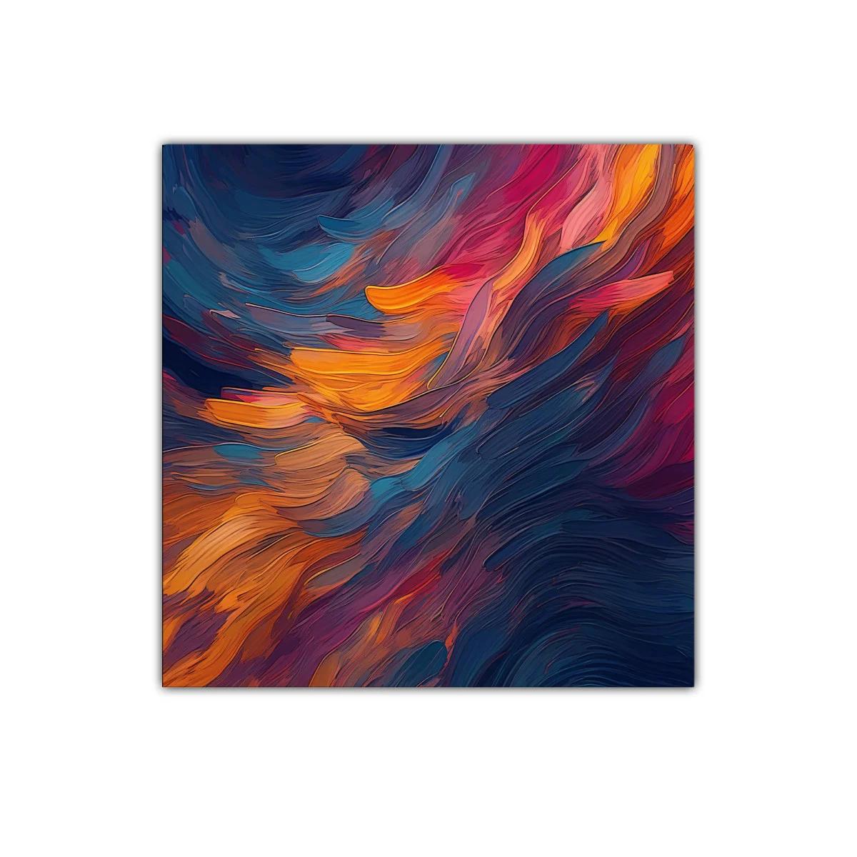 Cuadro abstracto con tonos cálidos y azules profundos — miniatura 1