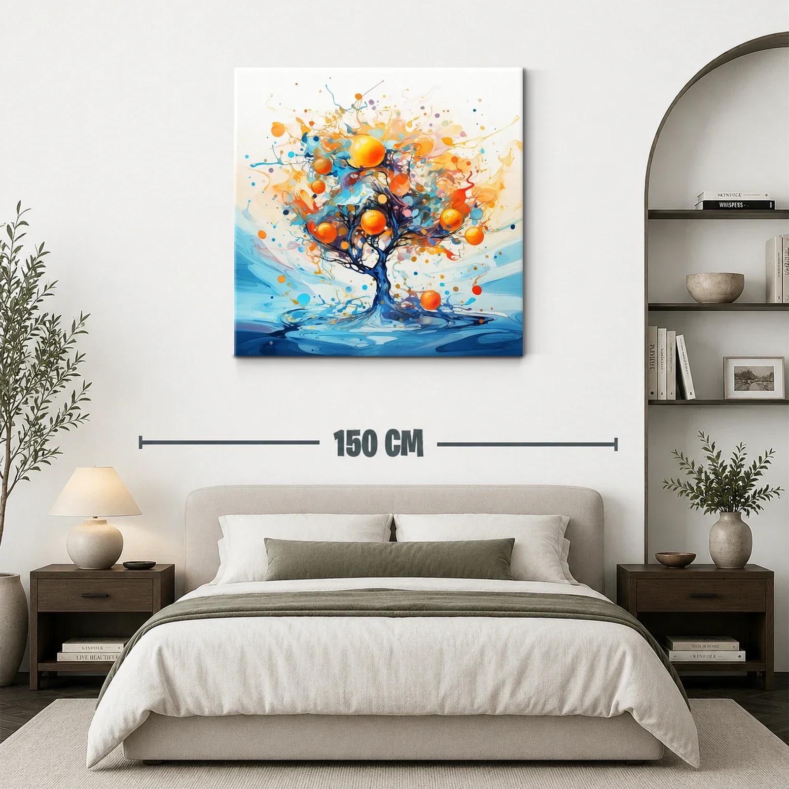 Árbol vibrante con frutos anaranjados sobre fondo azul — miniatura 3
