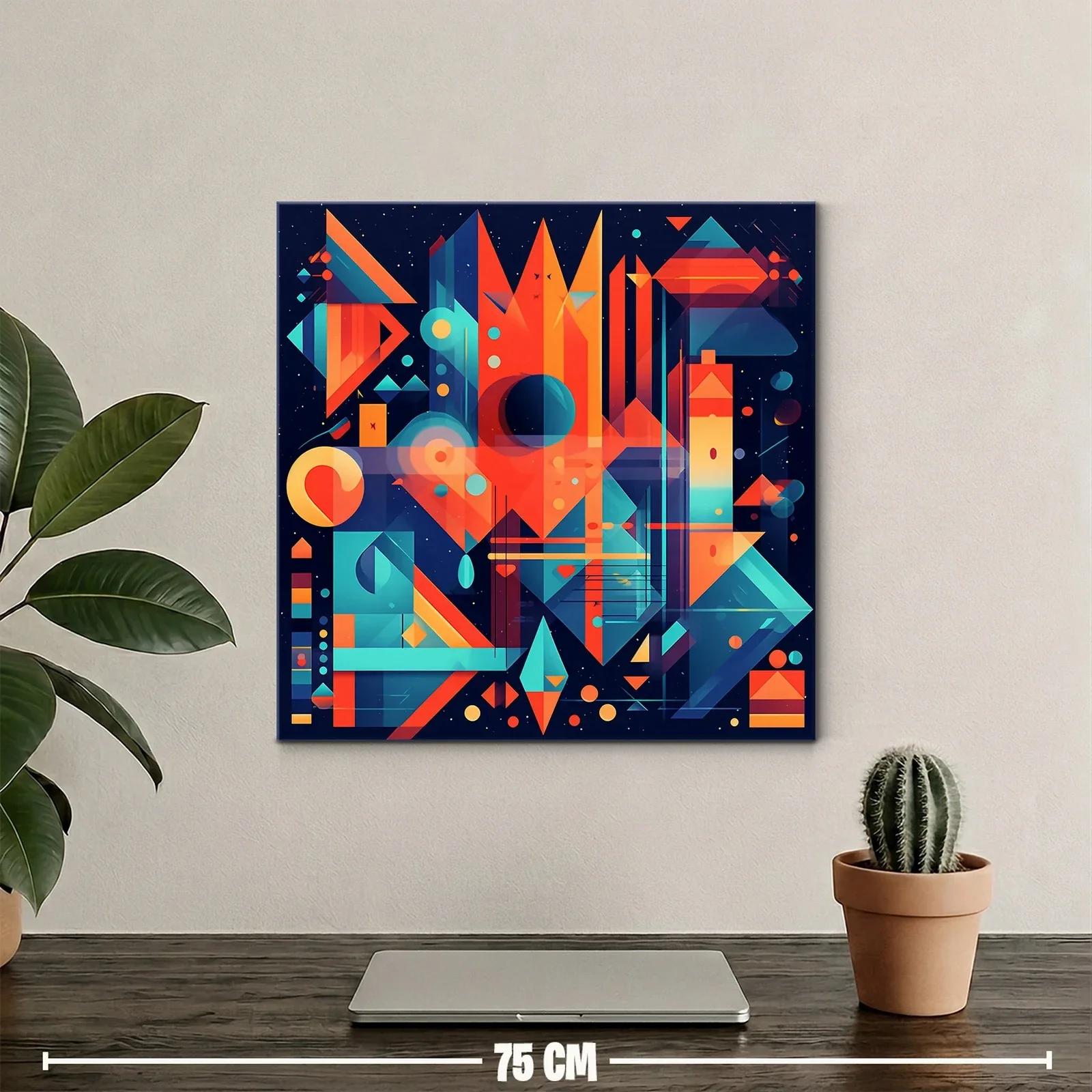 Cuadro abstracto con formas geométricas y tonos cálidos — miniatura 2