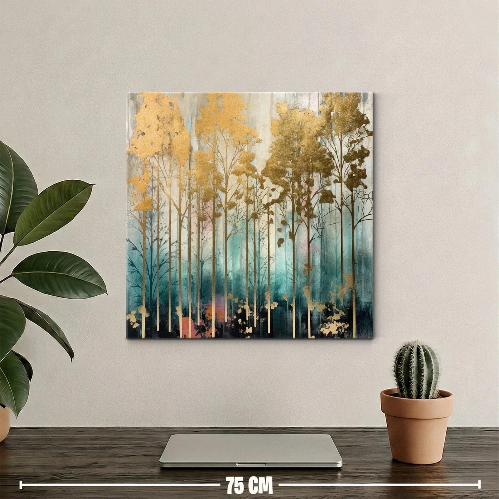 Bosque dorado entre tonalidades azul y rosa pastel — miniatura 2