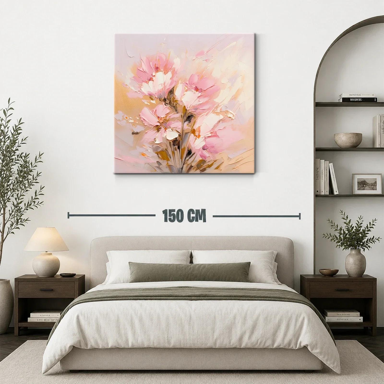 Flores abstractas en suave tonalidad rosa y beige — miniatura 3