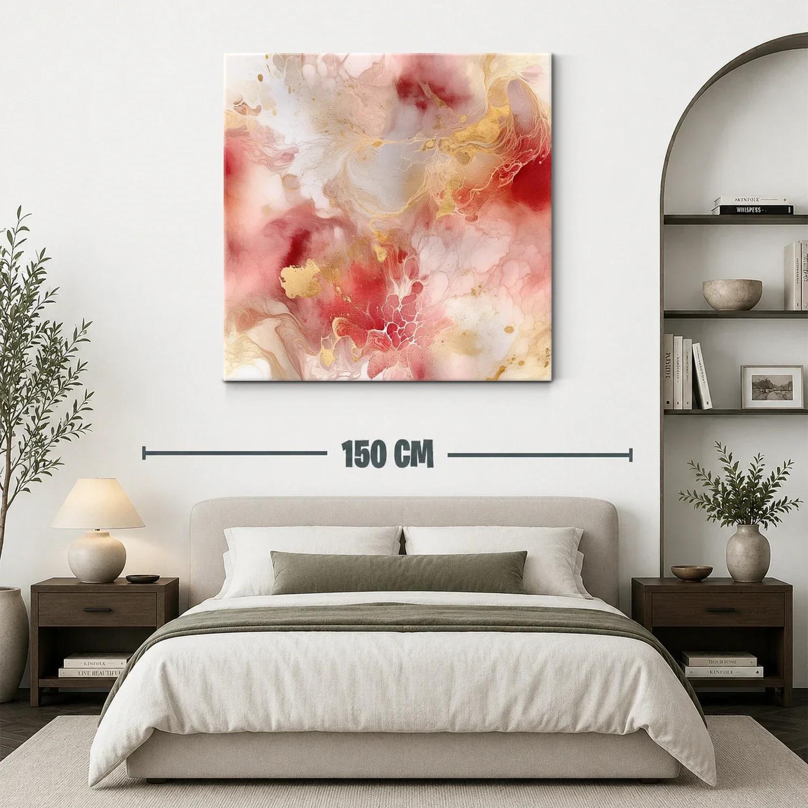 Cuadro abstracto con tonos rojos y dorados suaves — miniatura 3