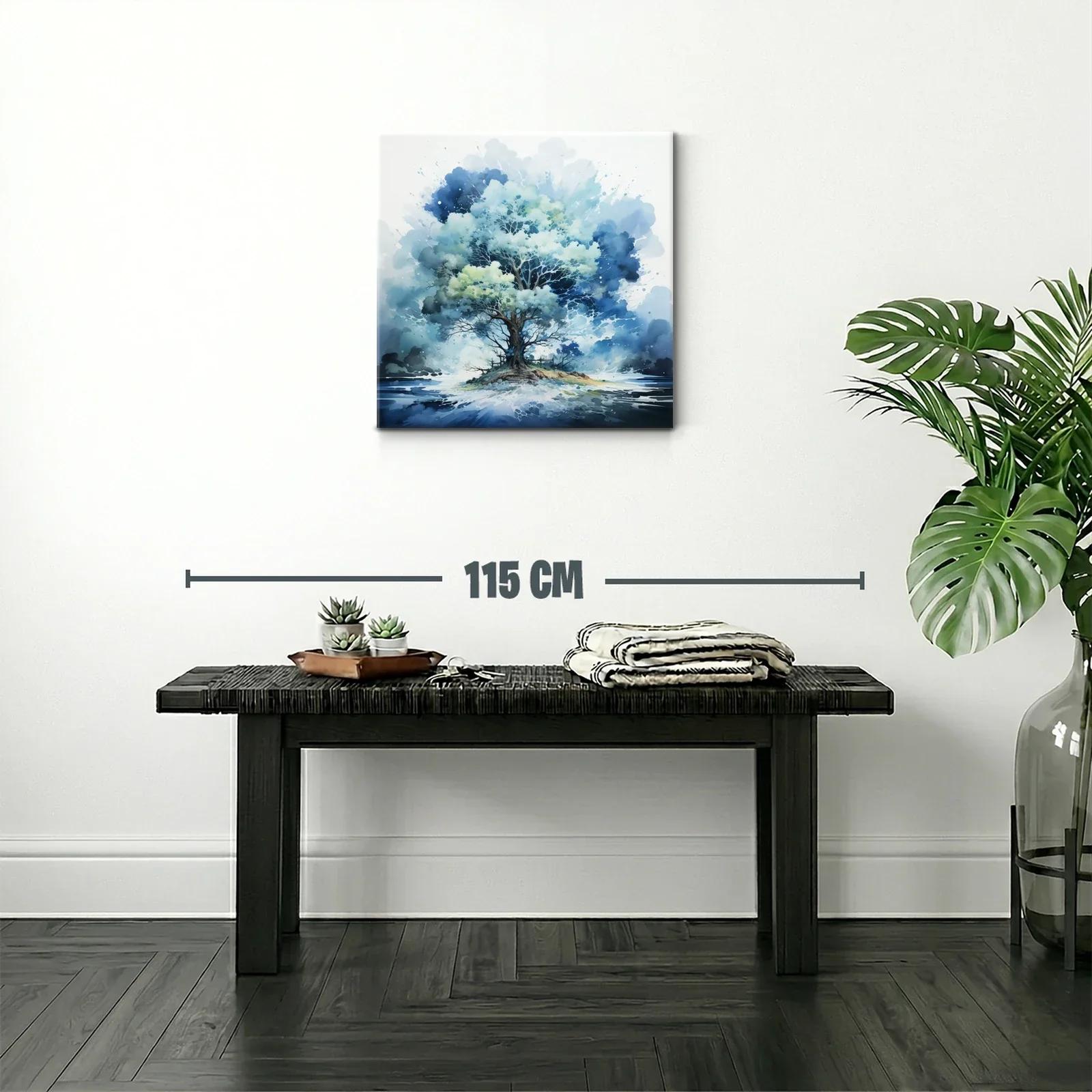 Árbol azul en isla flotante con fondo abstracto — miniatura 2