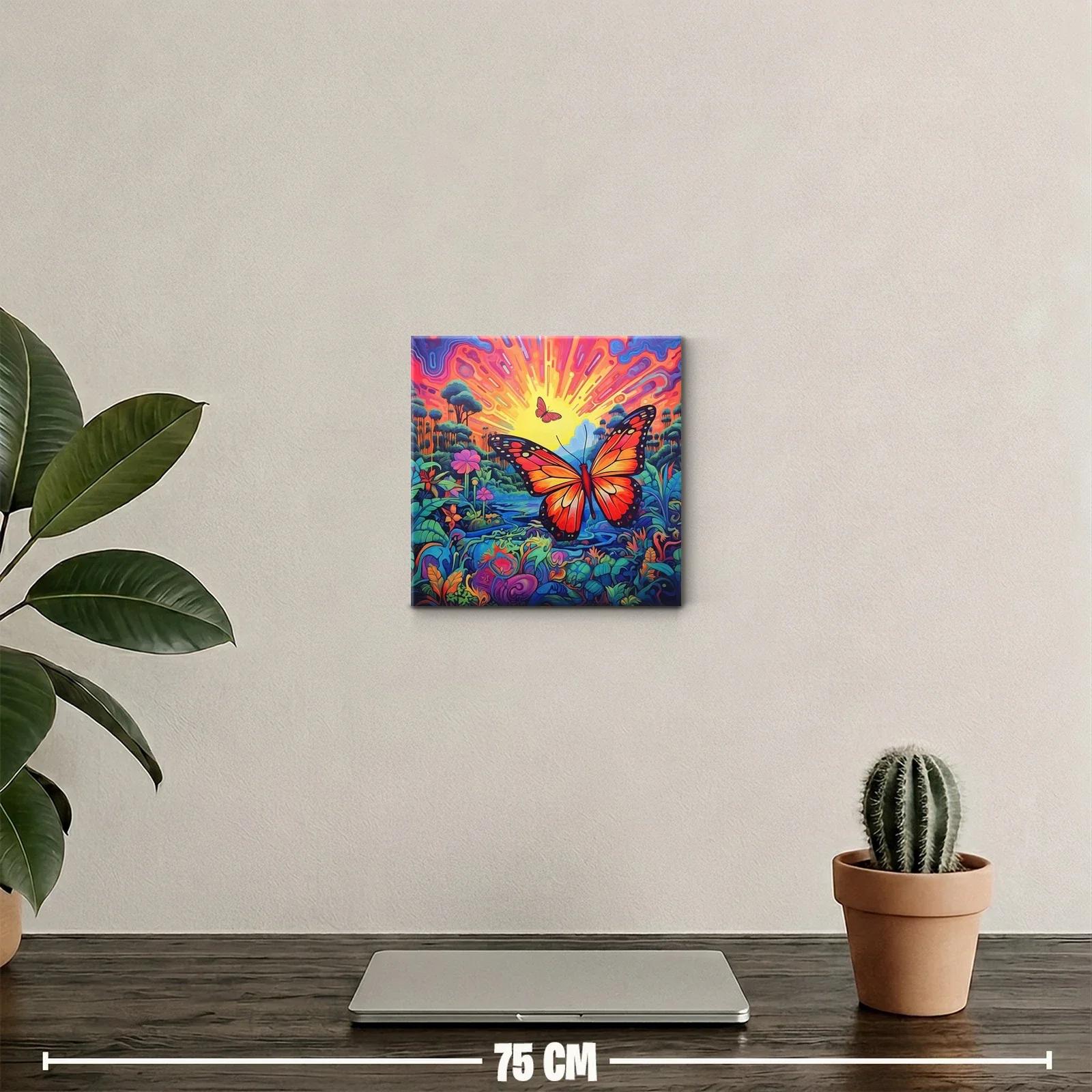 Mariposa vibrante con paisaje surreal en colores intensos — miniatura 2