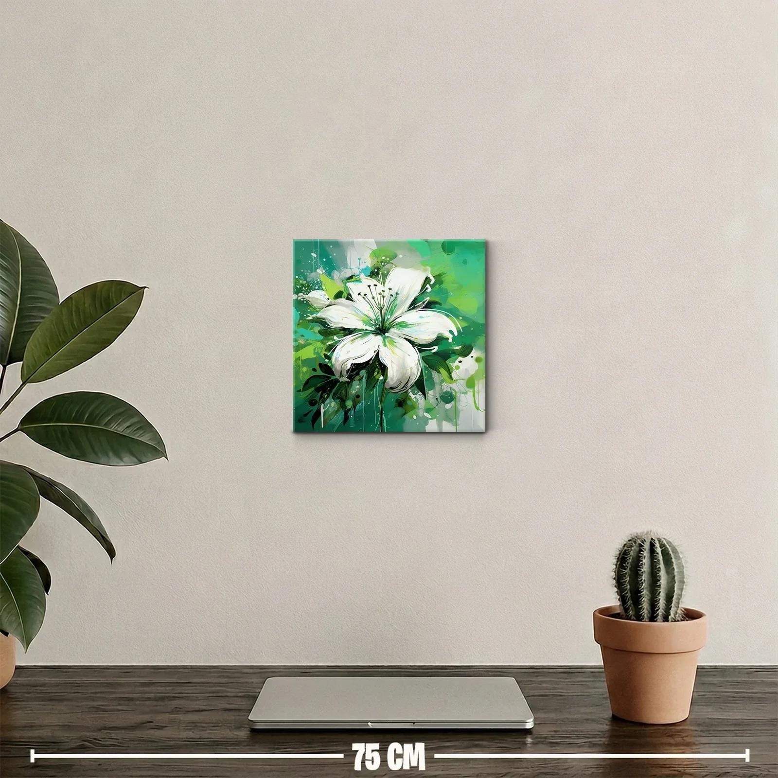 Imponente flor blanca sobre fondo verde vibrante — miniatura 2