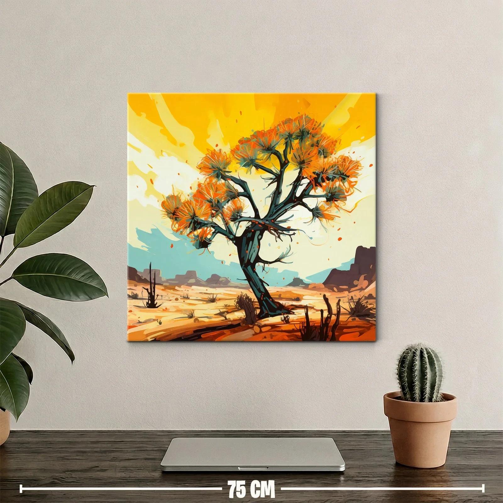 Árbol vibrante en paisaje desértico con tonos cálidos — miniatura 2