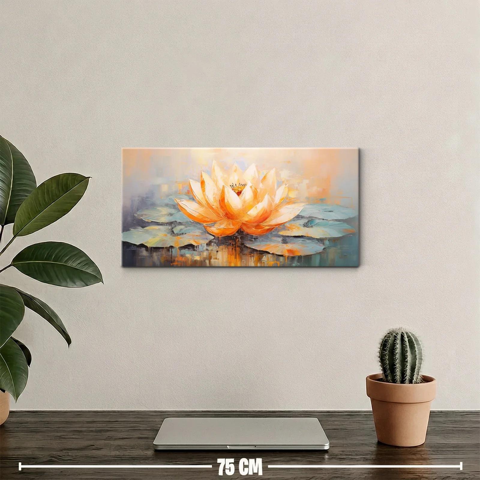 Cuadro flor de loto naranja con reflejo en el agua — miniatura 2