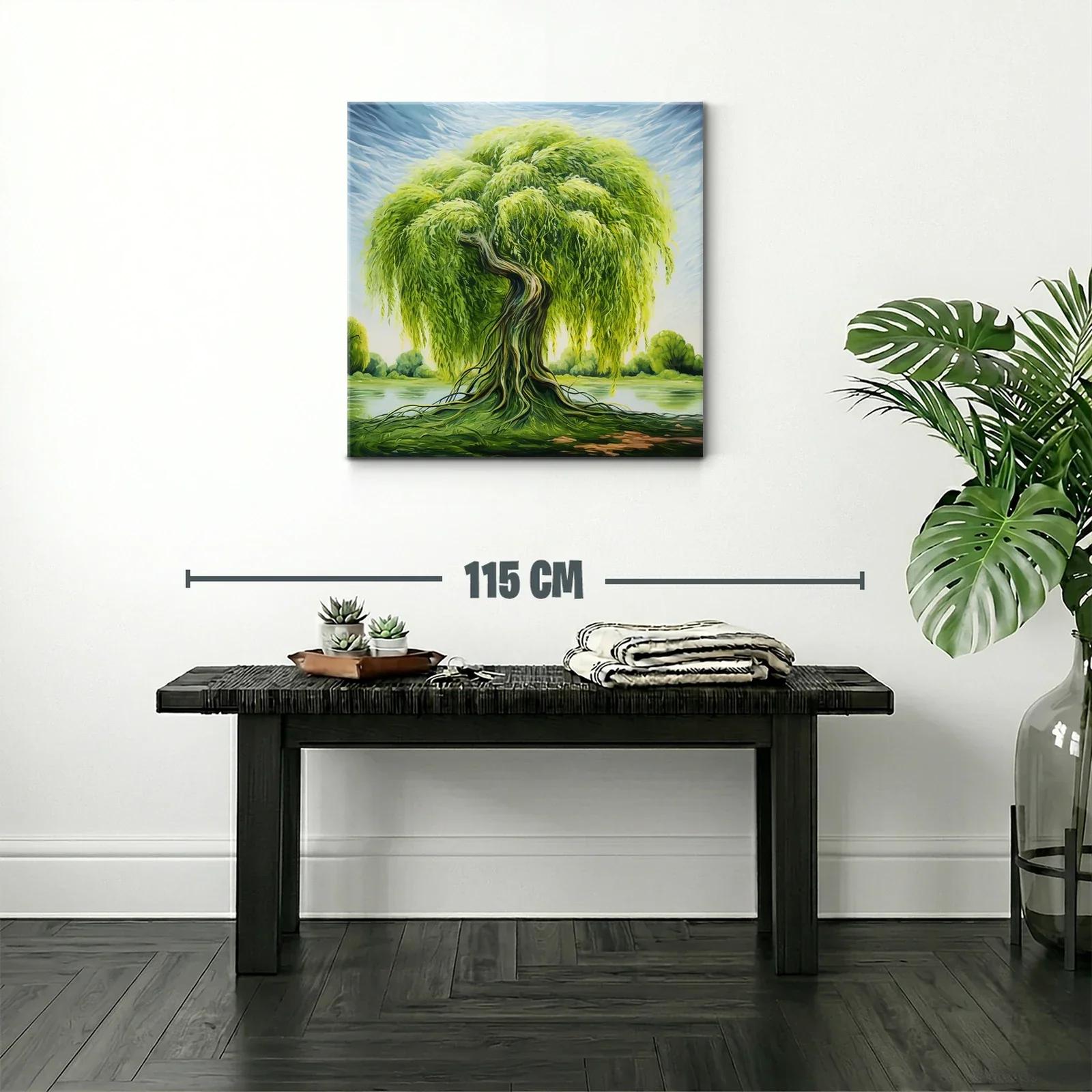 Esplendoroso árbol de sauce junto al agua en paisaje sereno — miniatura 2