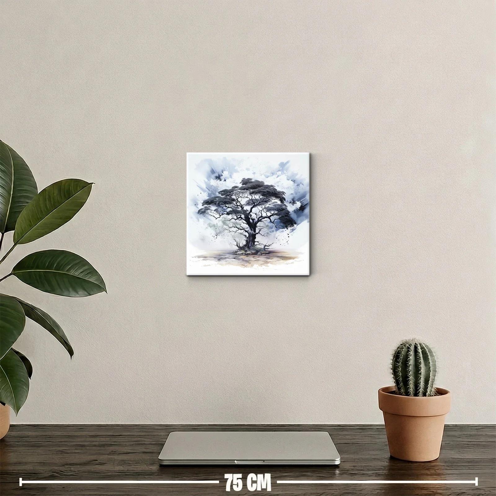Árbol solitario con tonos grises y azulados en paisaje etéreo — miniatura 2