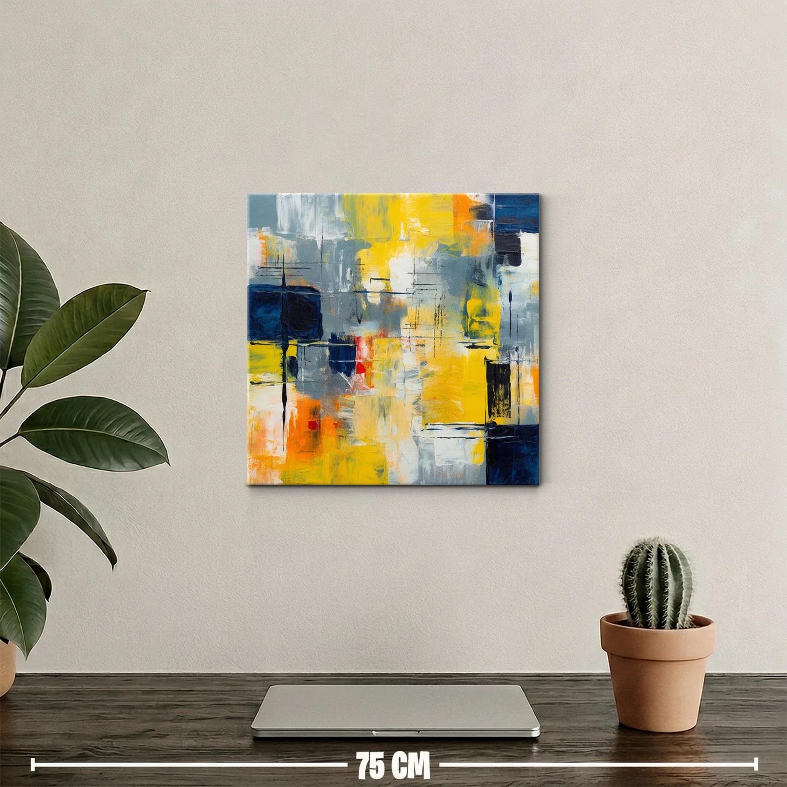 Cuadro abstracto con tonos cálidos y gráficos dinámicos — miniatura 2