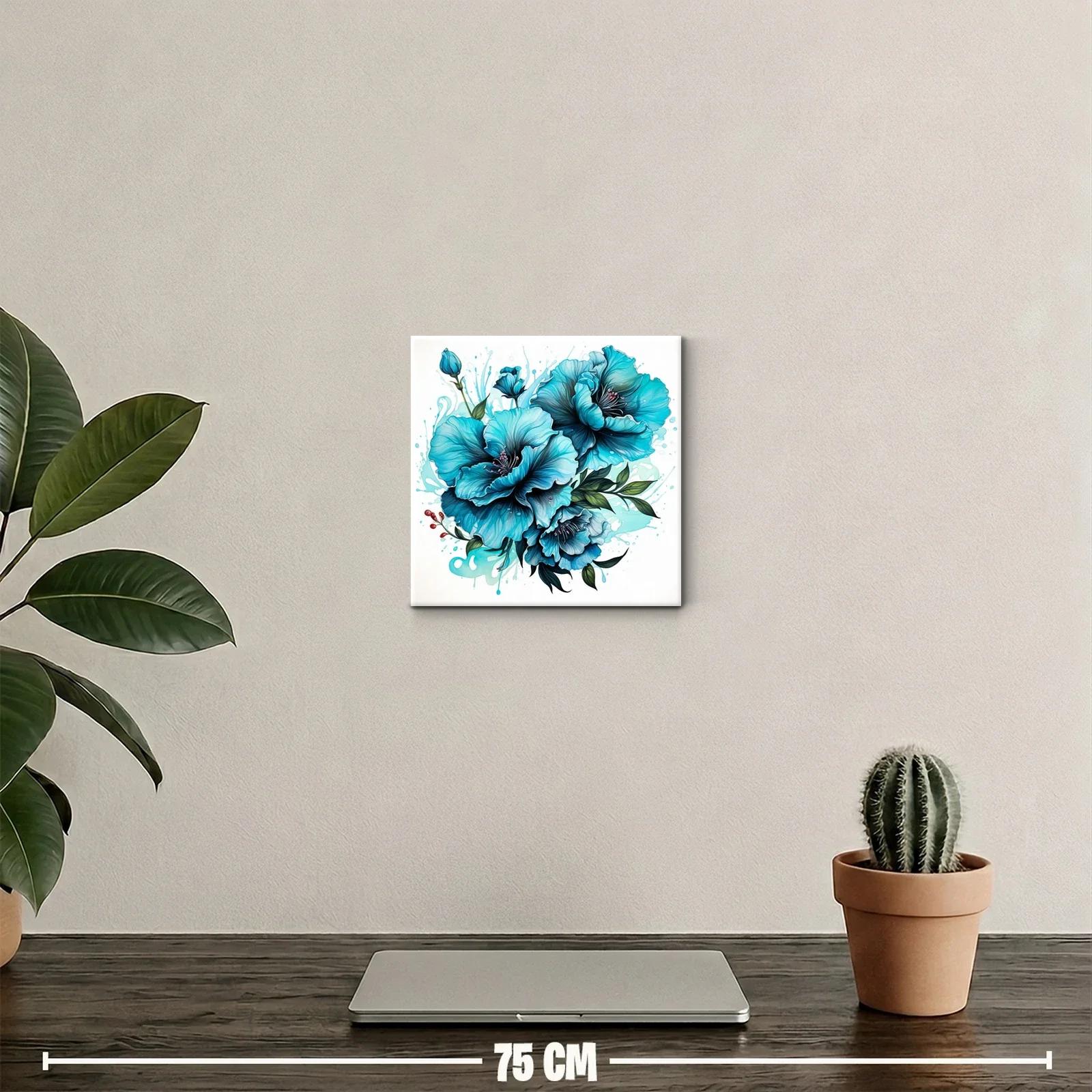 Elegancia floral en tonos azules vibrantes para tu decoración — miniatura 2