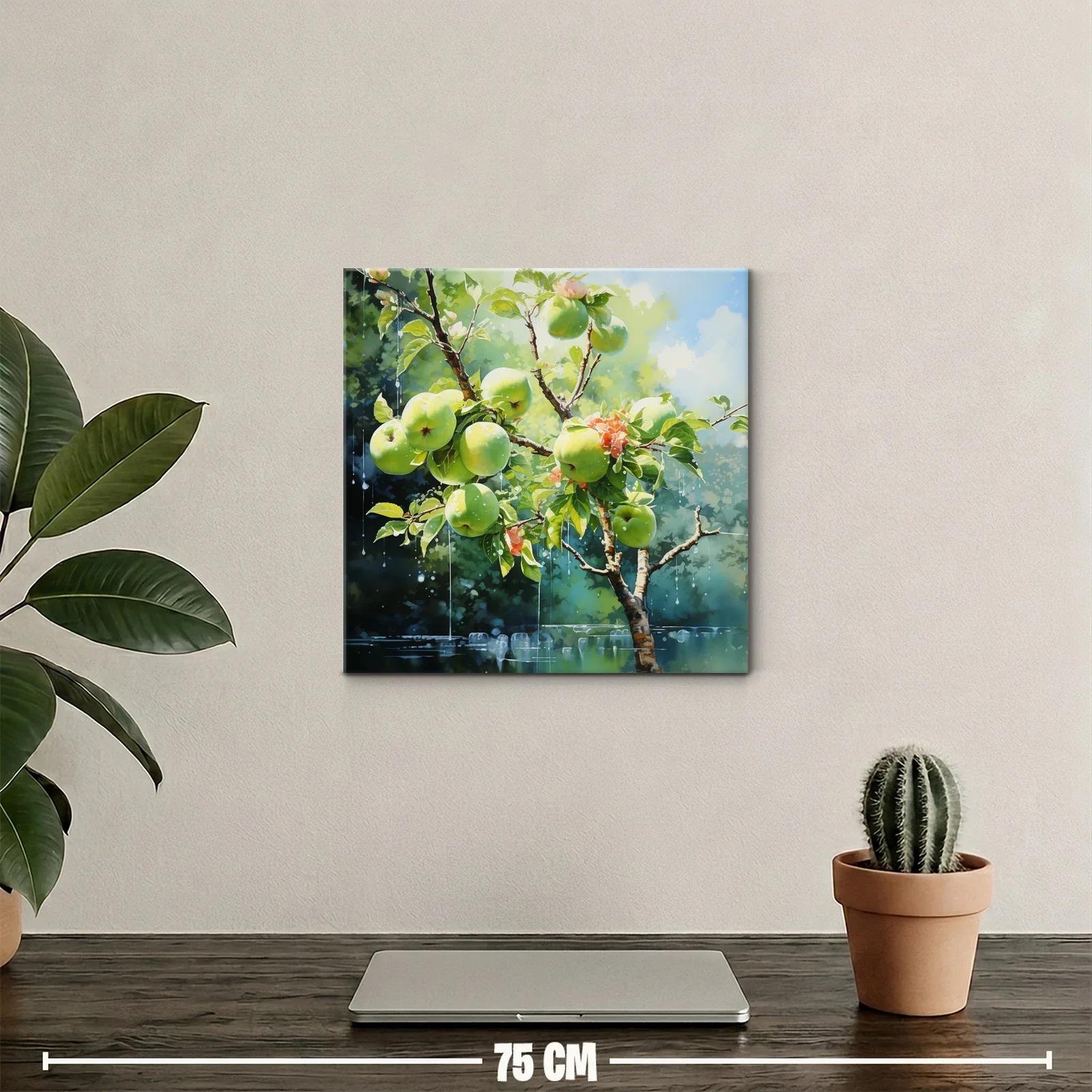 Rama de manzanas verdes con gotas de rocío luminoso — miniatura 2