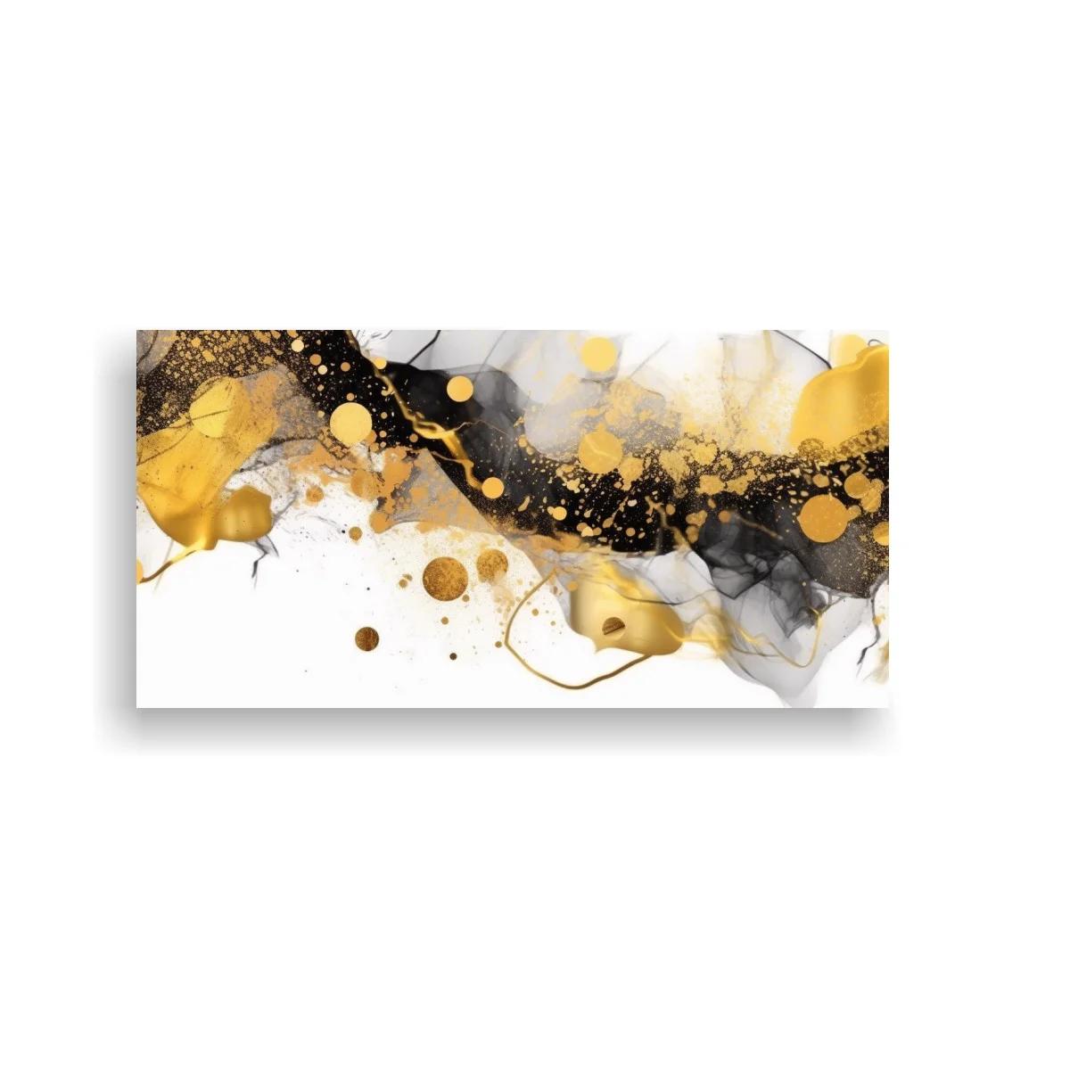Cuadro manchas abstractas en negro y dorado — imagen principal