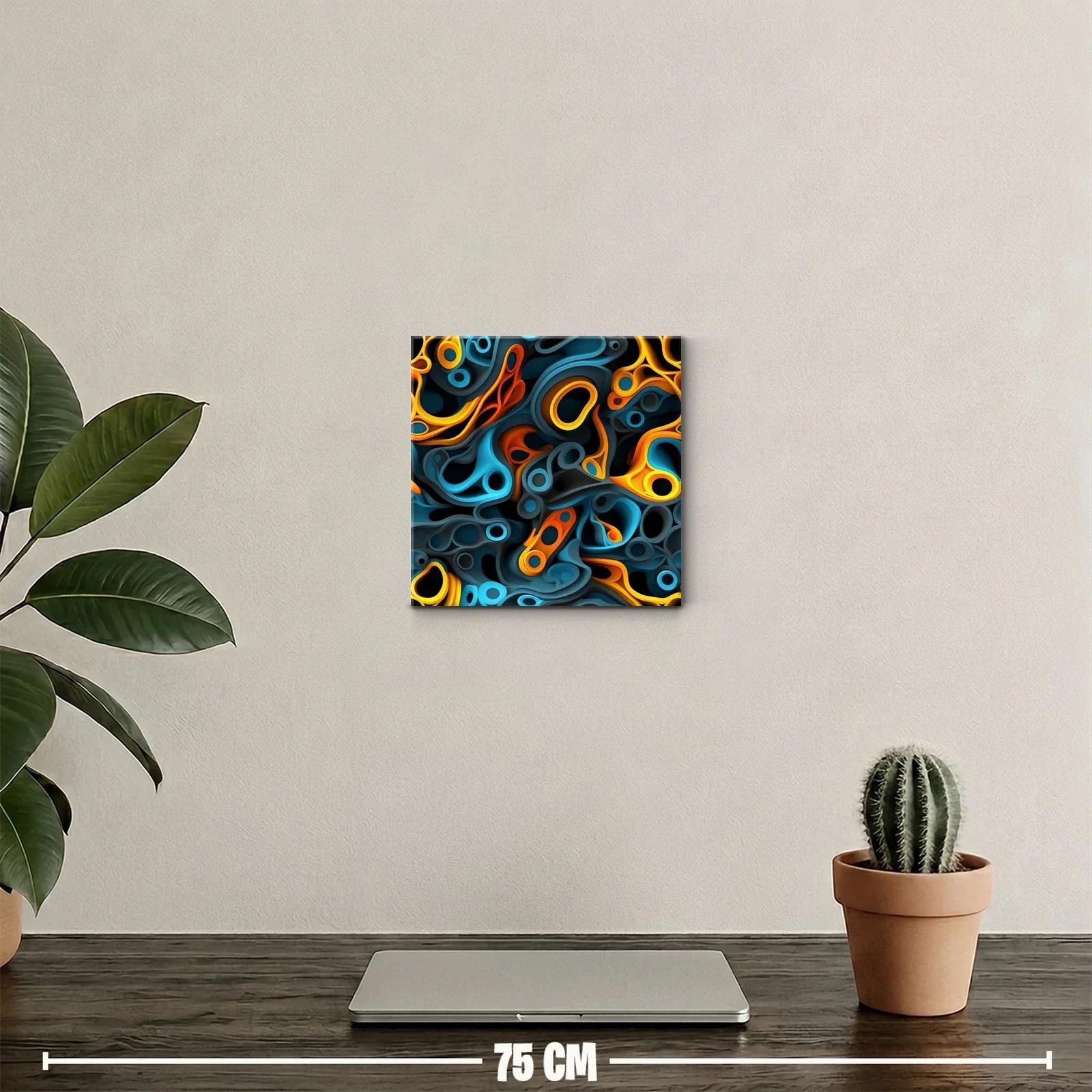 Composición abstracta en tonos cálidos y fríos vibrantes — miniatura 2