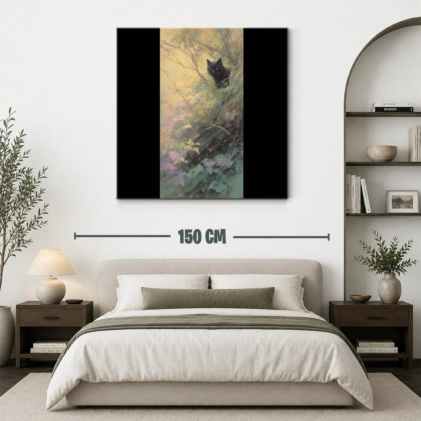 Gato negro en bosque mágico con tonos pastel — miniatura 3