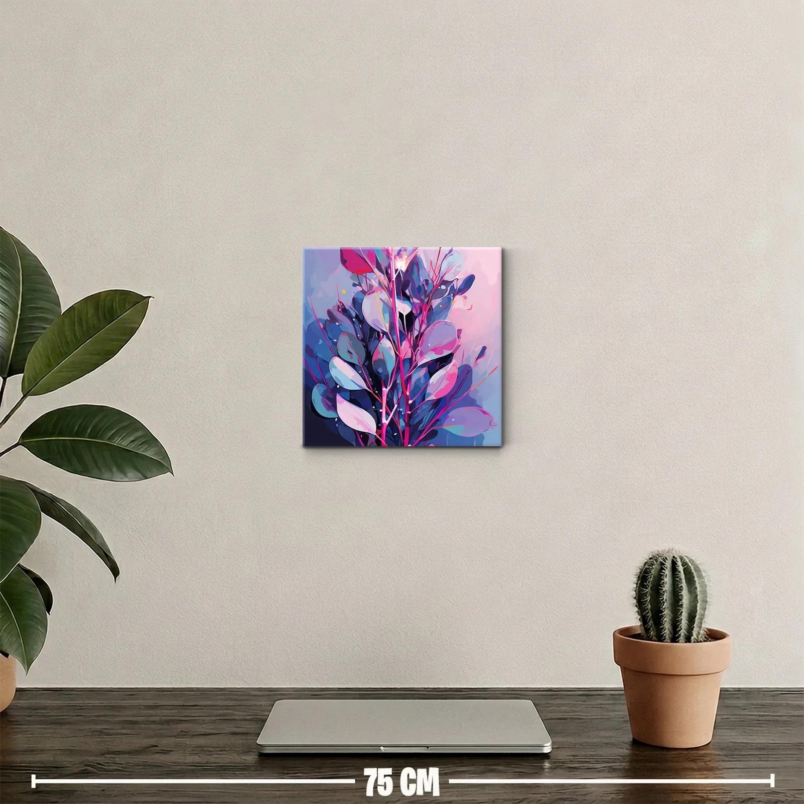 Colorido cuadro abstracto con motivos vegetales vibrantes — miniatura 2