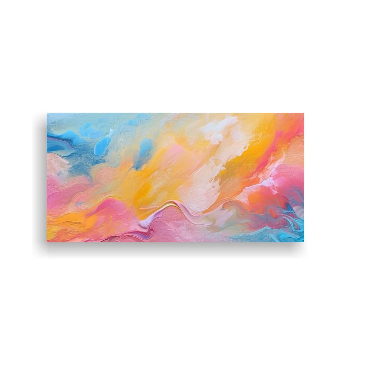 Cuadro abstracción fluida multicolor con franjas onduladas — imagen principal