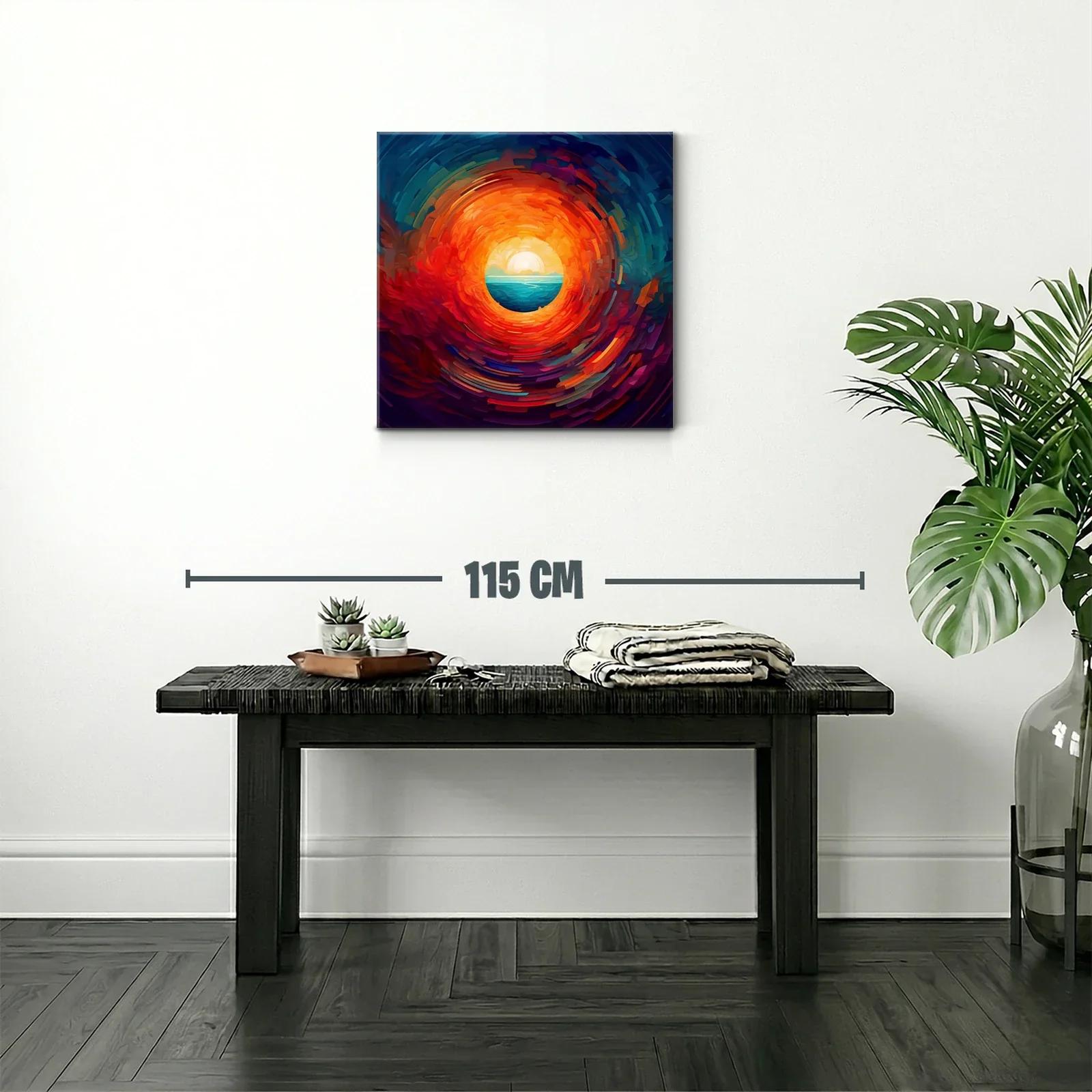 Círculo de fuego con horizonte y mar en tonos vibrantes — miniatura 2