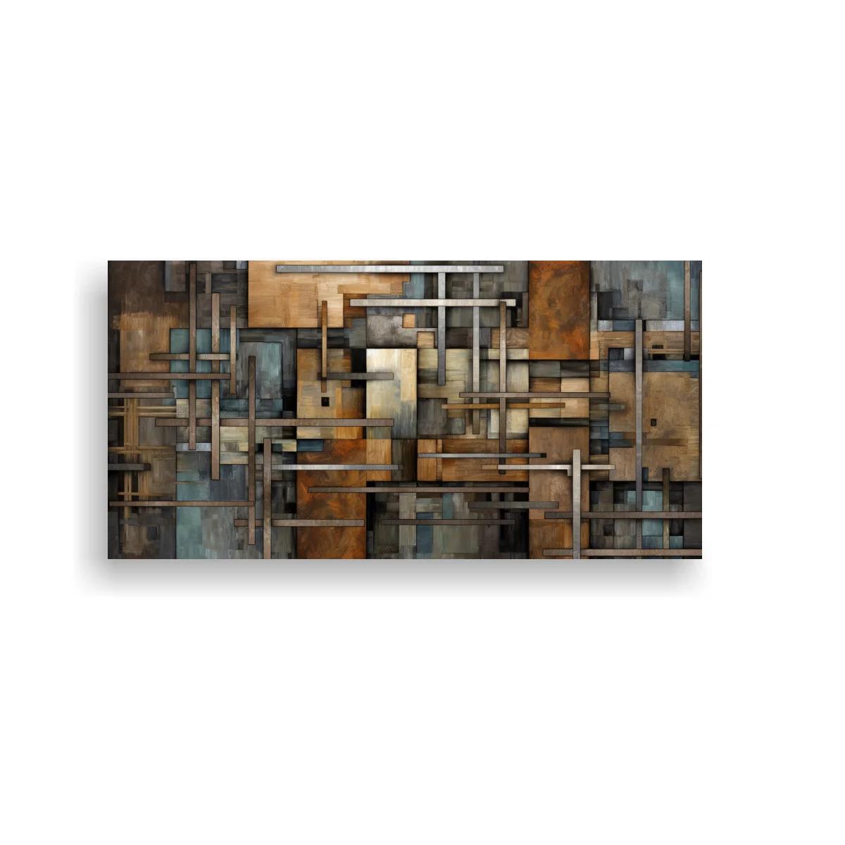 Cuadro abstracto de rectángulos superpuestos con textura envejecida — imagen principal