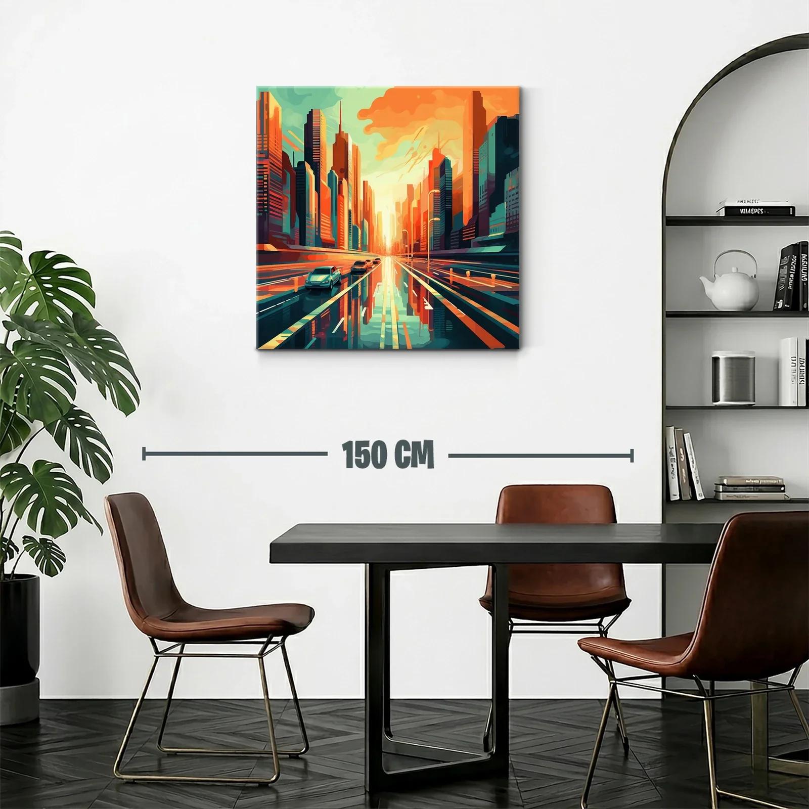 Atardecer urbano con reflejos vibrantes en ciudad moderna — miniatura 2