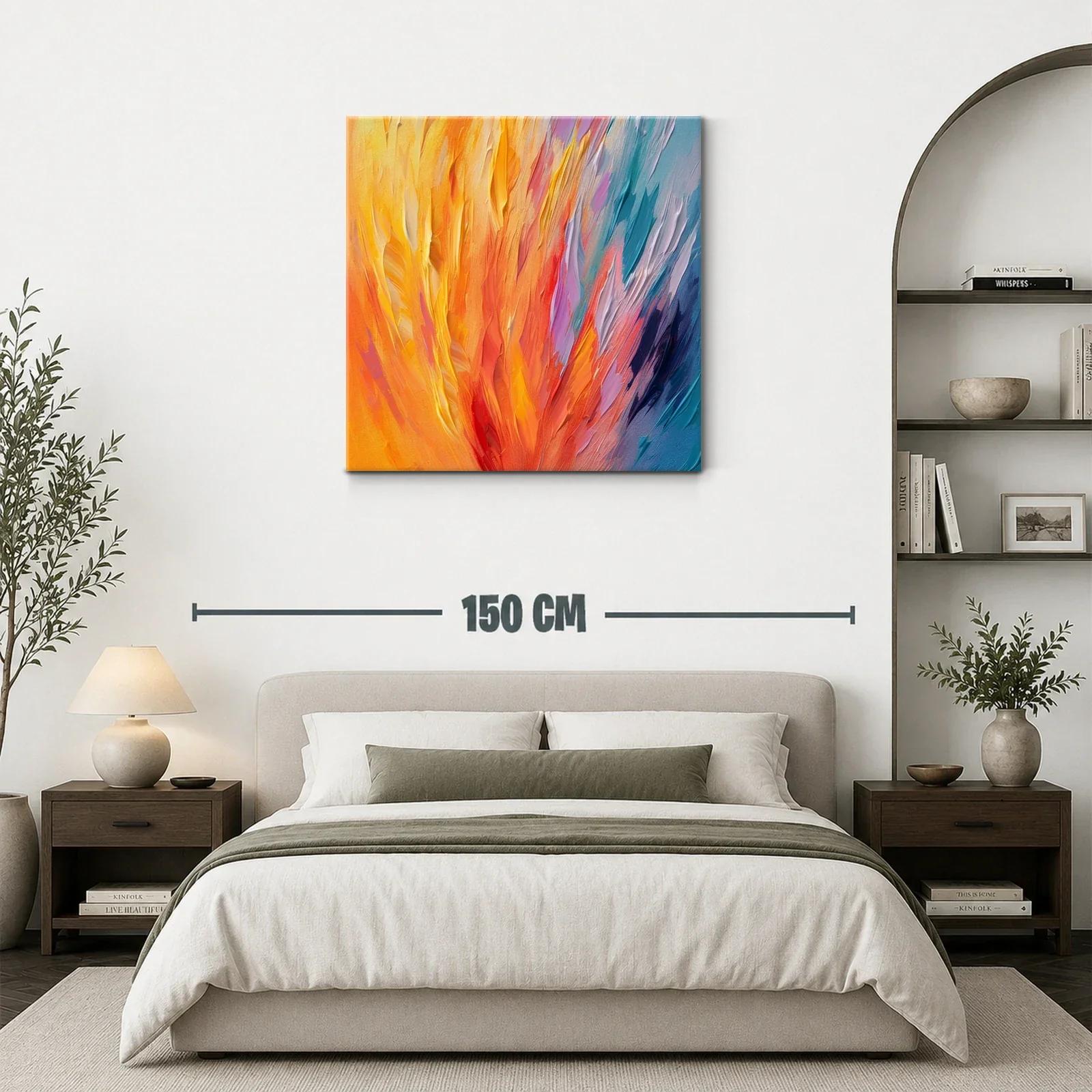 Cuadro abstracto en vibrantes tonos cálidos y fríos — miniatura 3