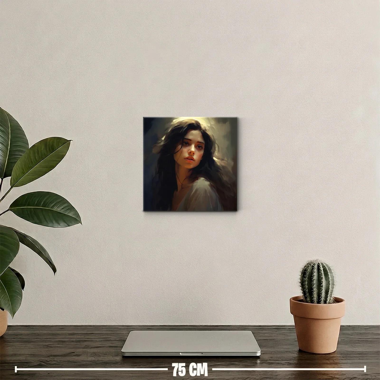 Rostro femenino iluminado con expresión melancólica y luz suave — miniatura 2