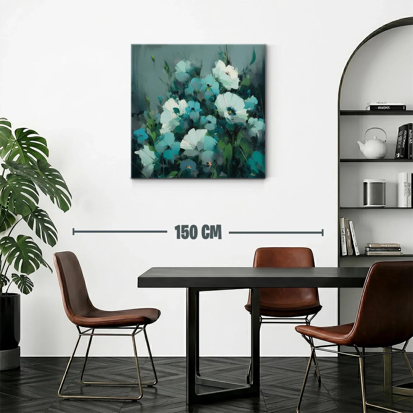 Flores blancas y turquesas con fondo gris azulado — miniatura 2