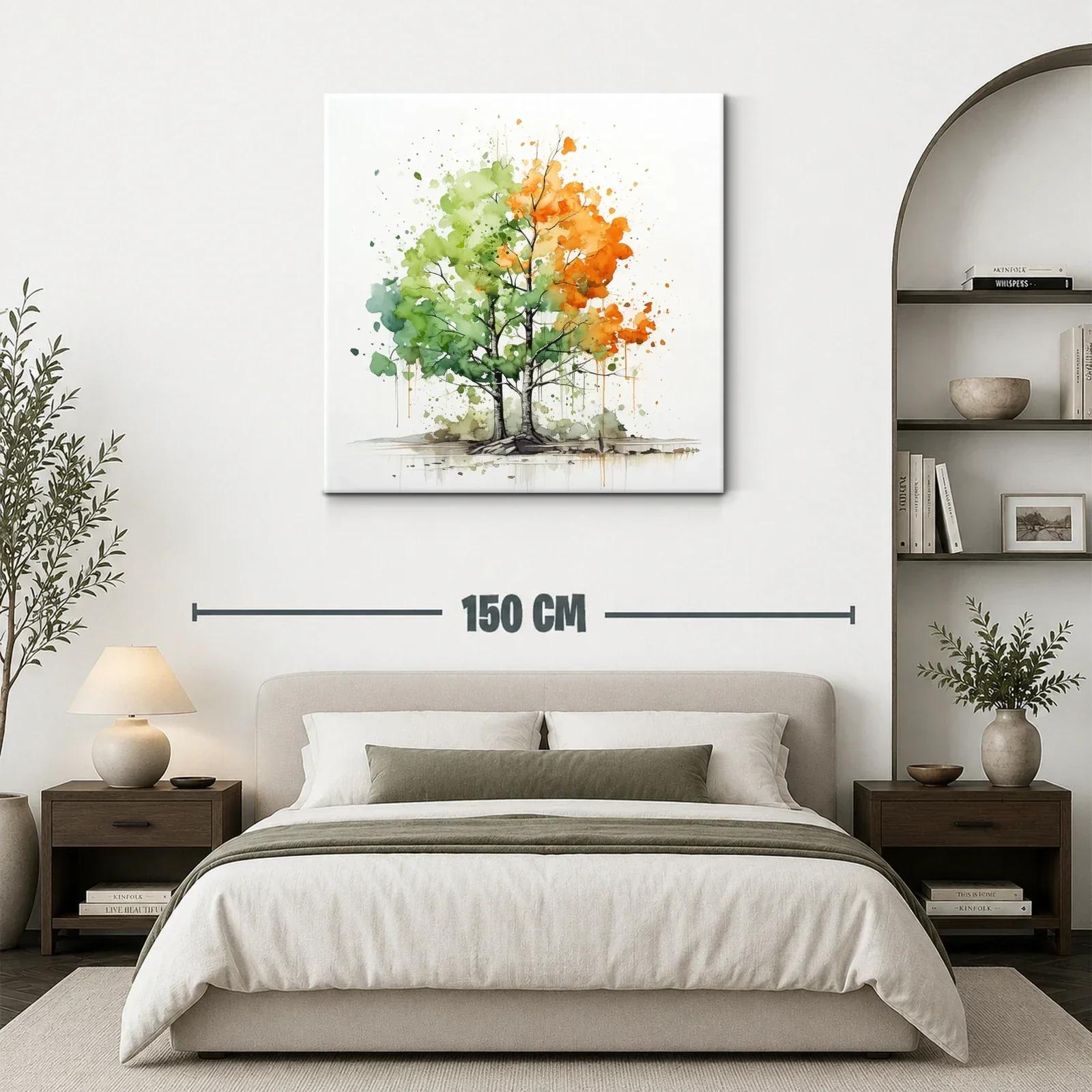 Árbol en transición con tonos verdes y naranjas vibrantes — miniatura 3